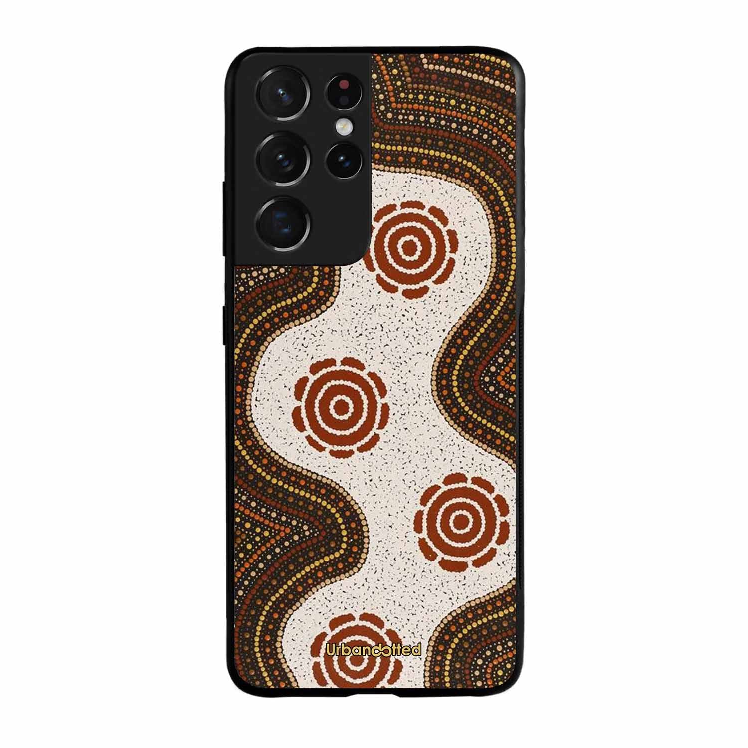 Aboriginal Dot Art Flow Glass Case For Samsung S21 Ultra 5G
