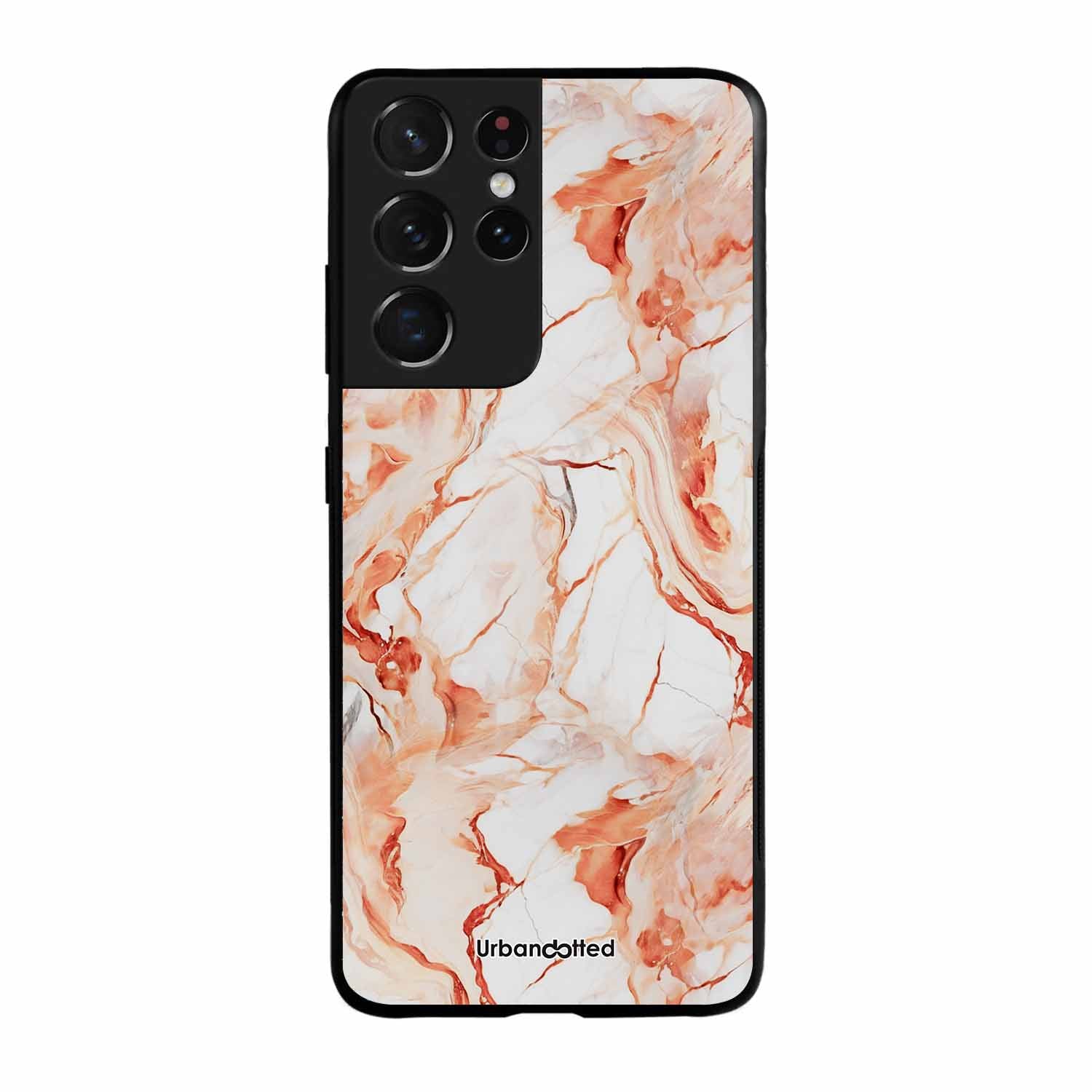Elegant Rose Gold Veins Glass Case For Samsung S21 Ultra 5G