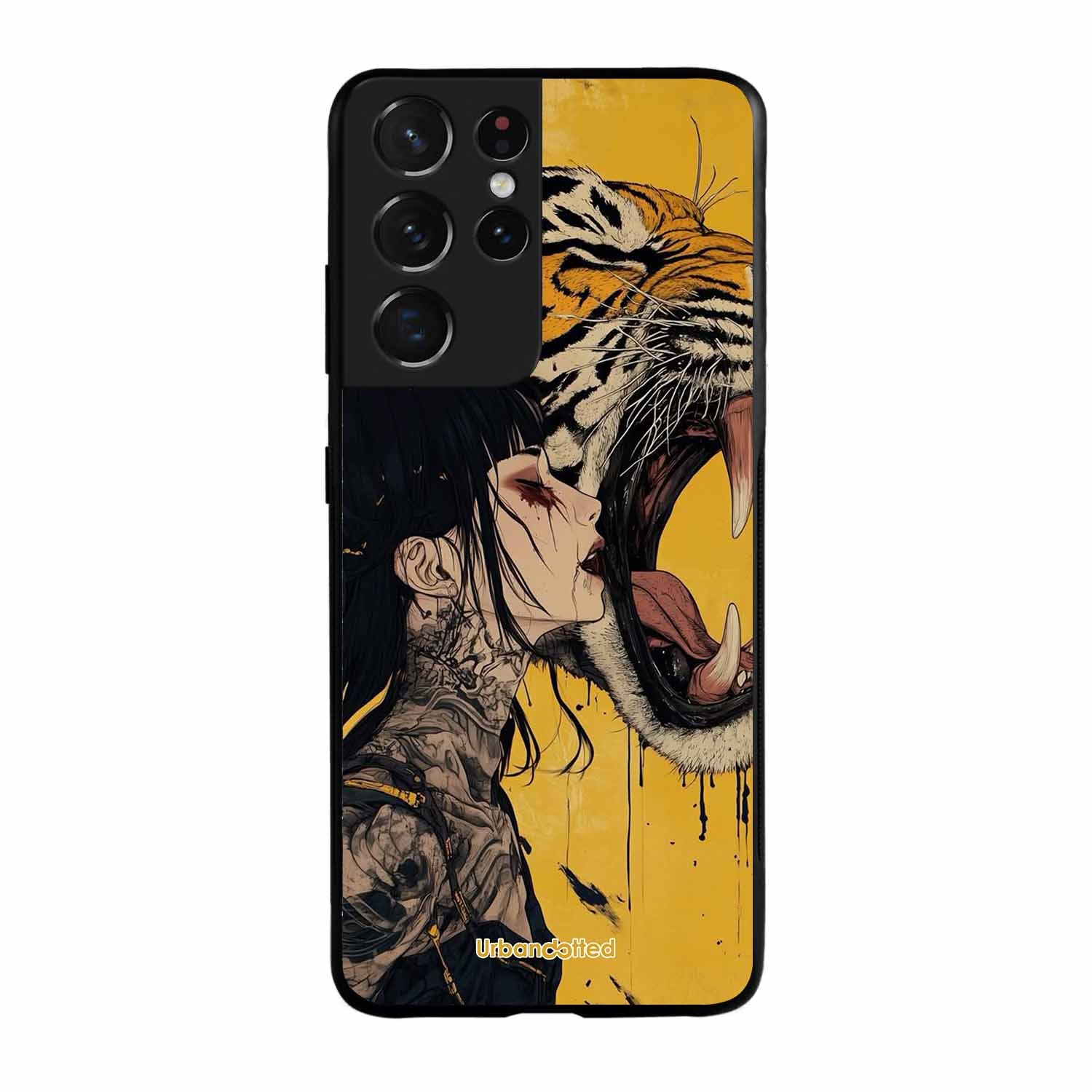 Tattooed Girl with Tiger Glass Case For Samsung S21 Ultra 5G