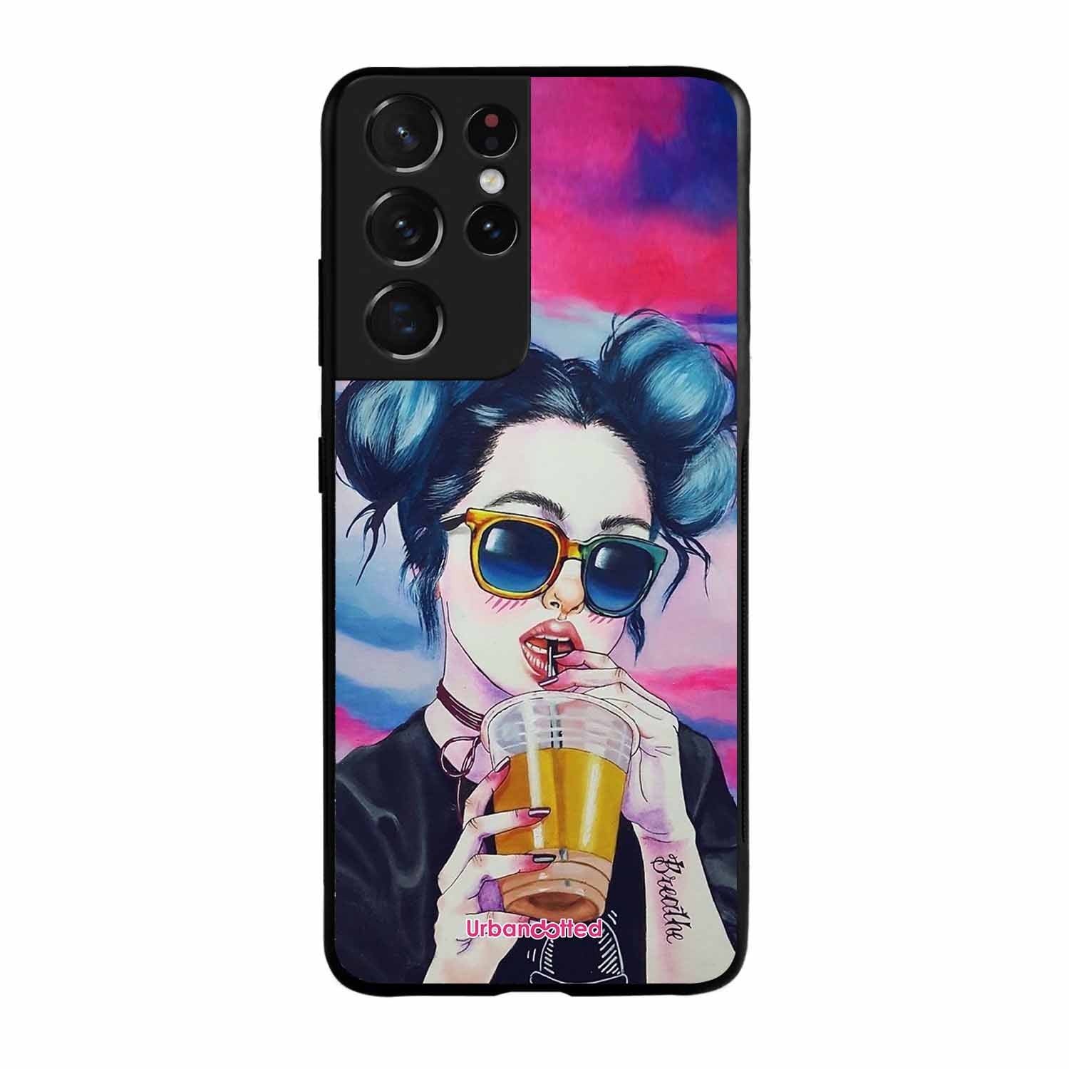 "Breathe" Tattoo Girl Glass Case For Samsung S21 Ultra 5G