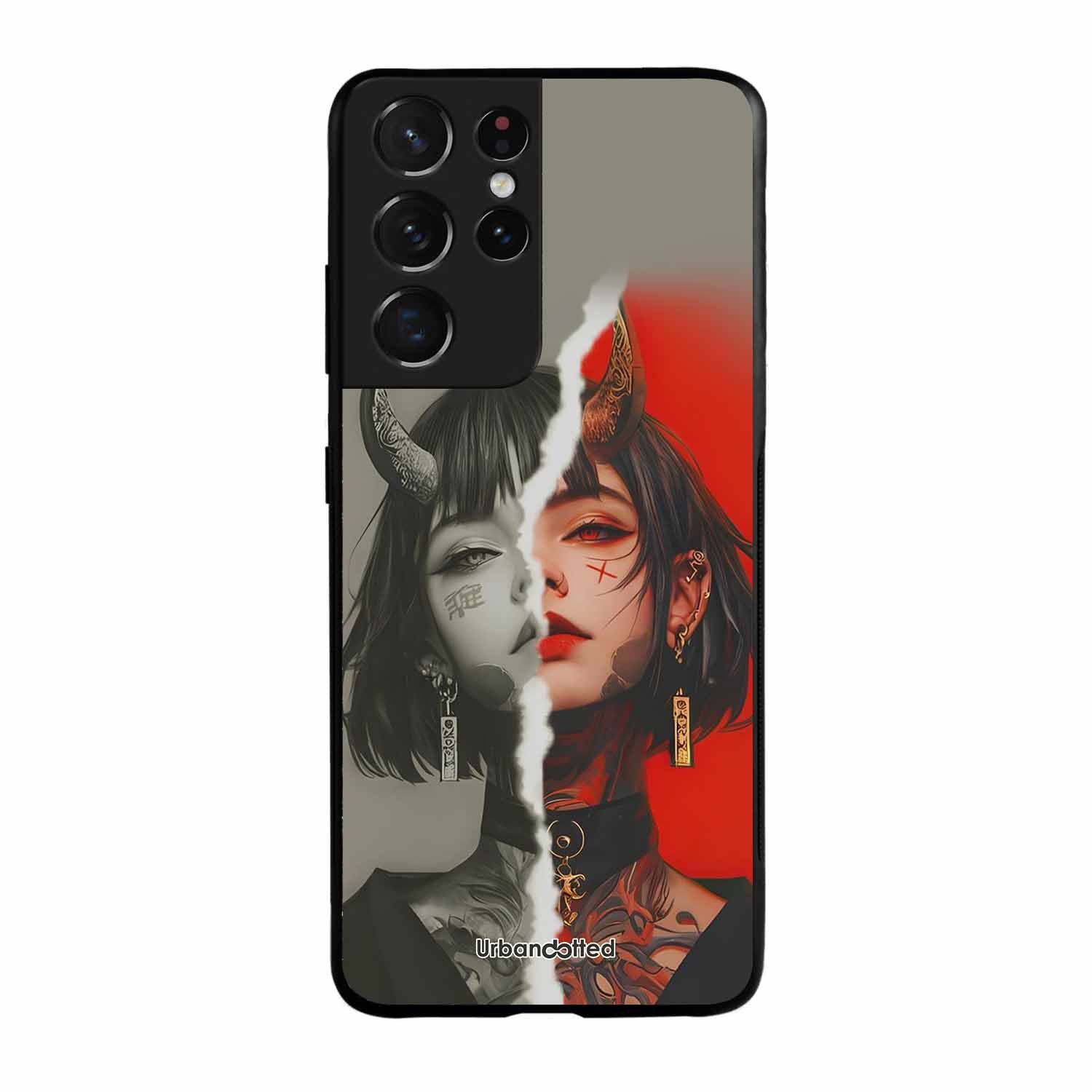 Yin Yang Demon Art Glass Case For Samsung S21 Ultra 5G
