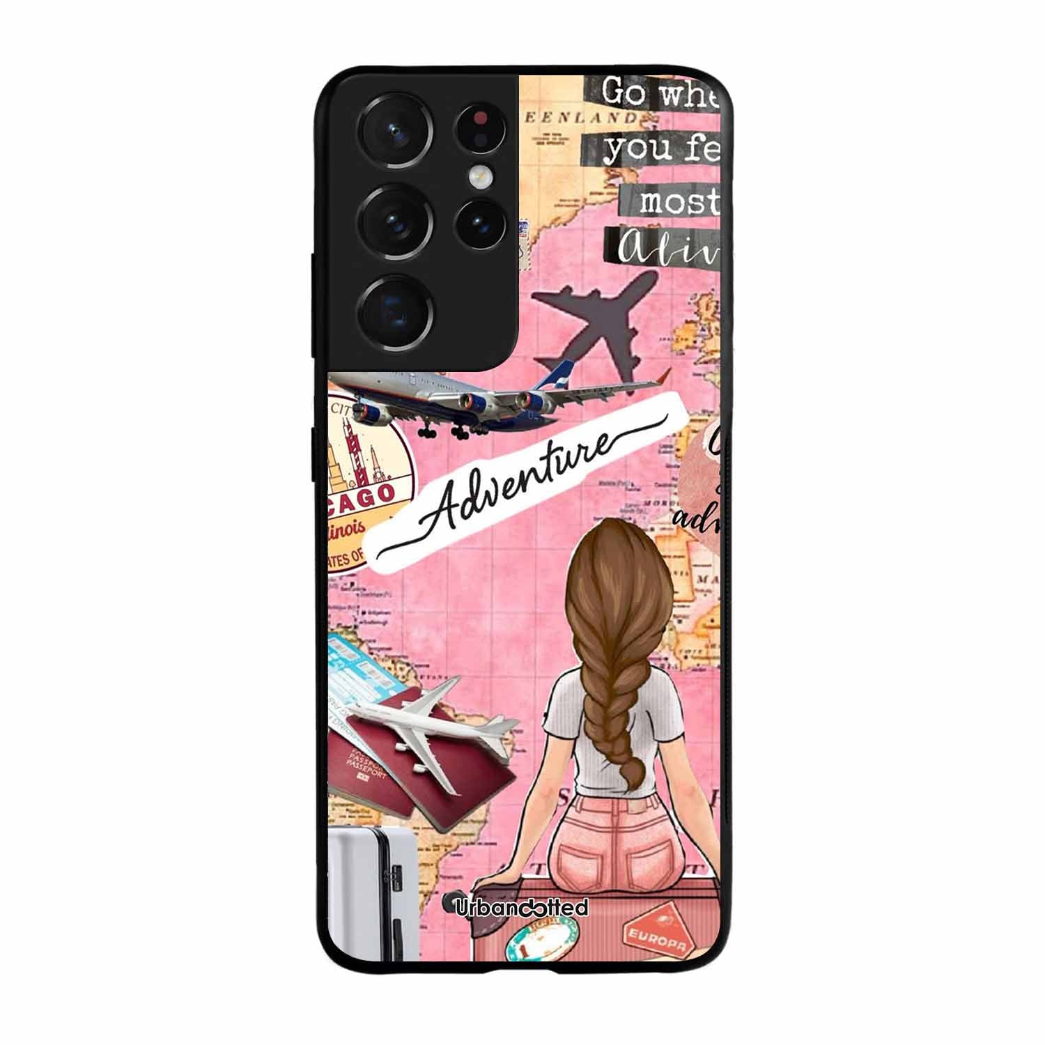 Travel Adventure Map Glass Case For Samsung S21 Ultra 5G