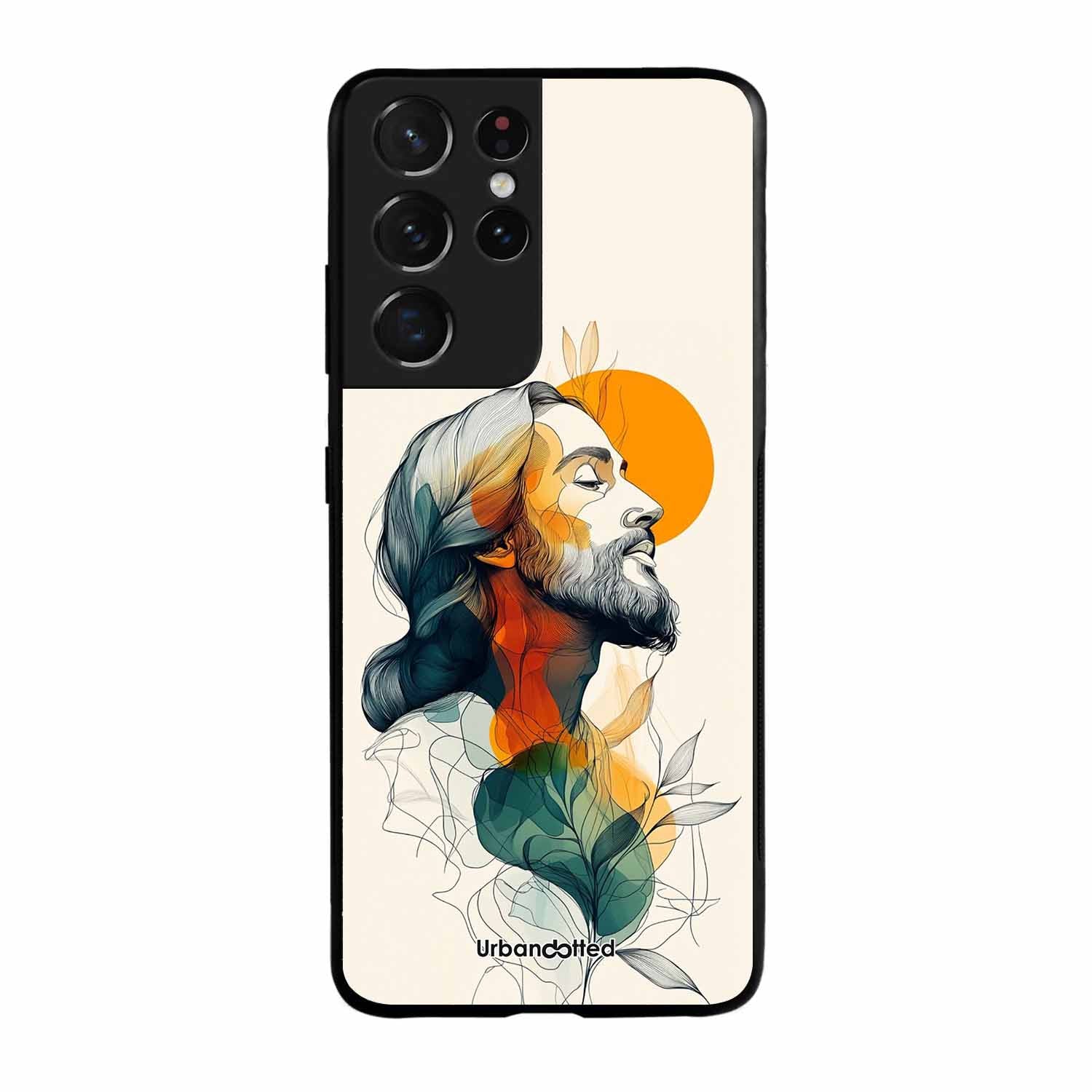 Jesus in Profile Prayer Glass Case For Samsung S21 Ultra 5G