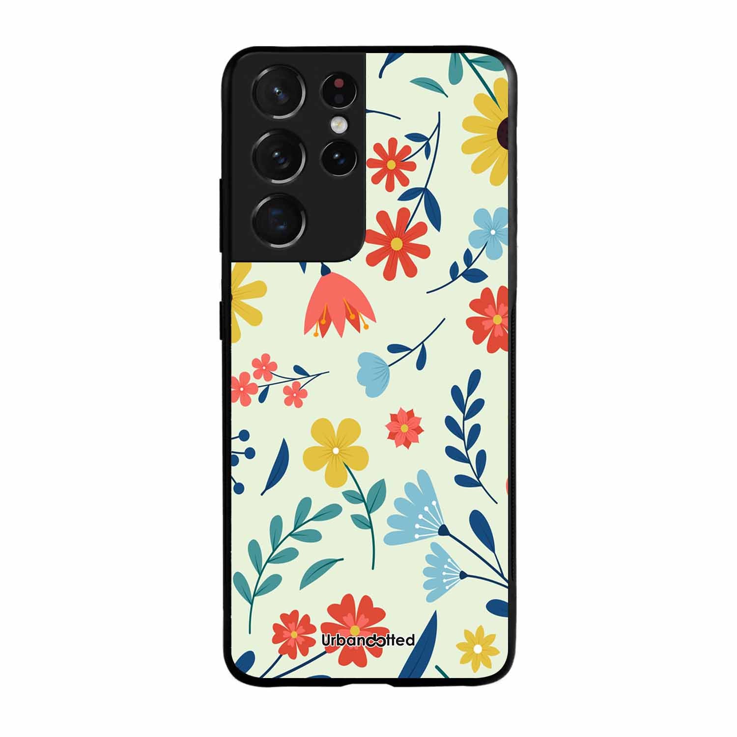 Colorful Wildflower Meadow Glass Case For Samsung S21 Ultra 5G