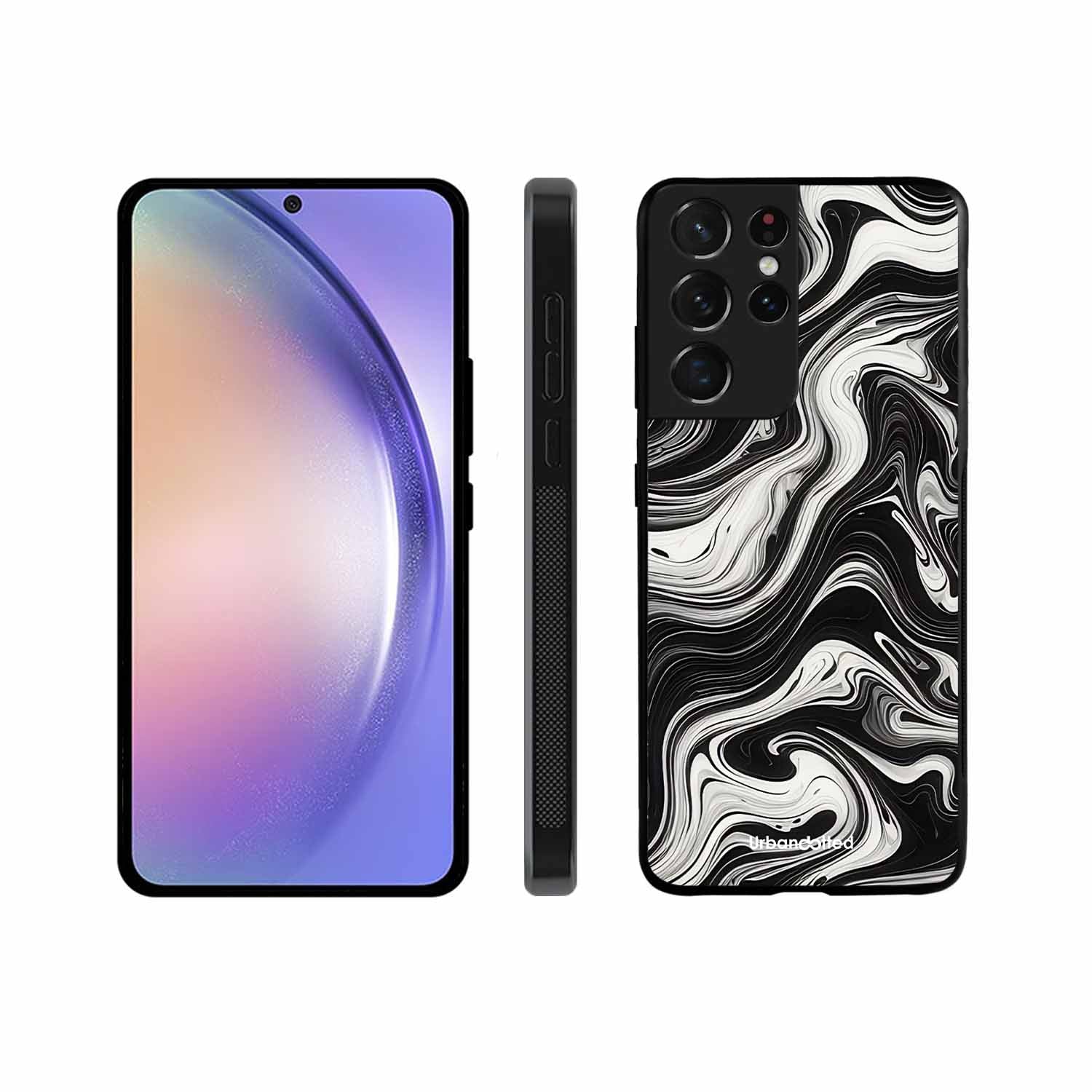 Monochrome Marble Glass Case For Samsung S21 Ultra 5G