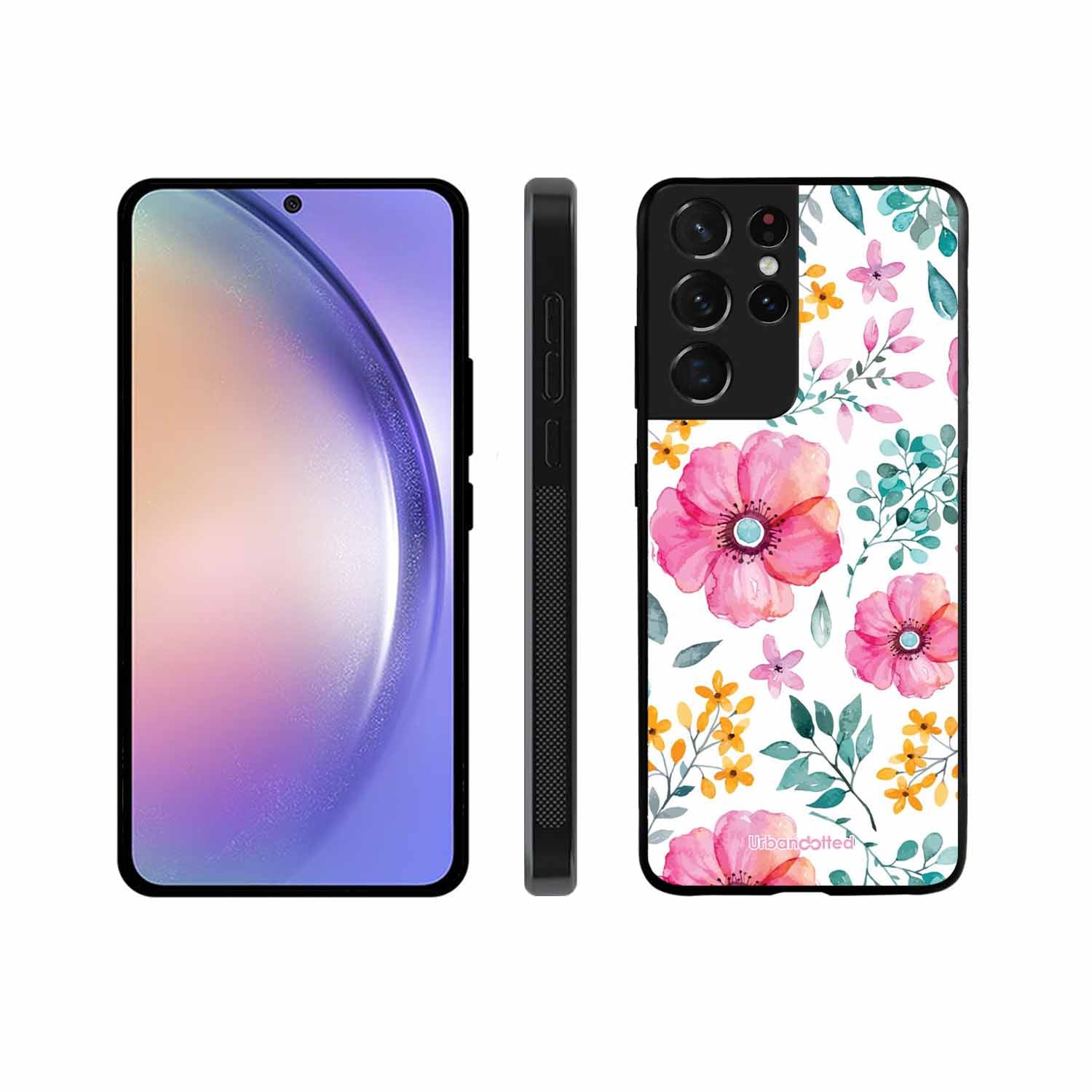 True Blue Wildflower Glass Case For Samsung S21 Ultra 5G