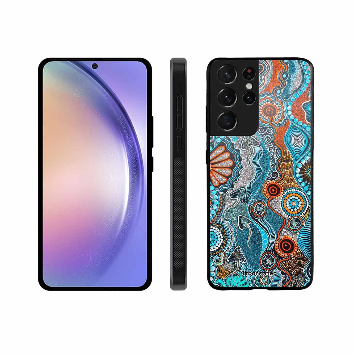 Aboriginal Art Story Glass Case For Samsung S21 Ultra 5G