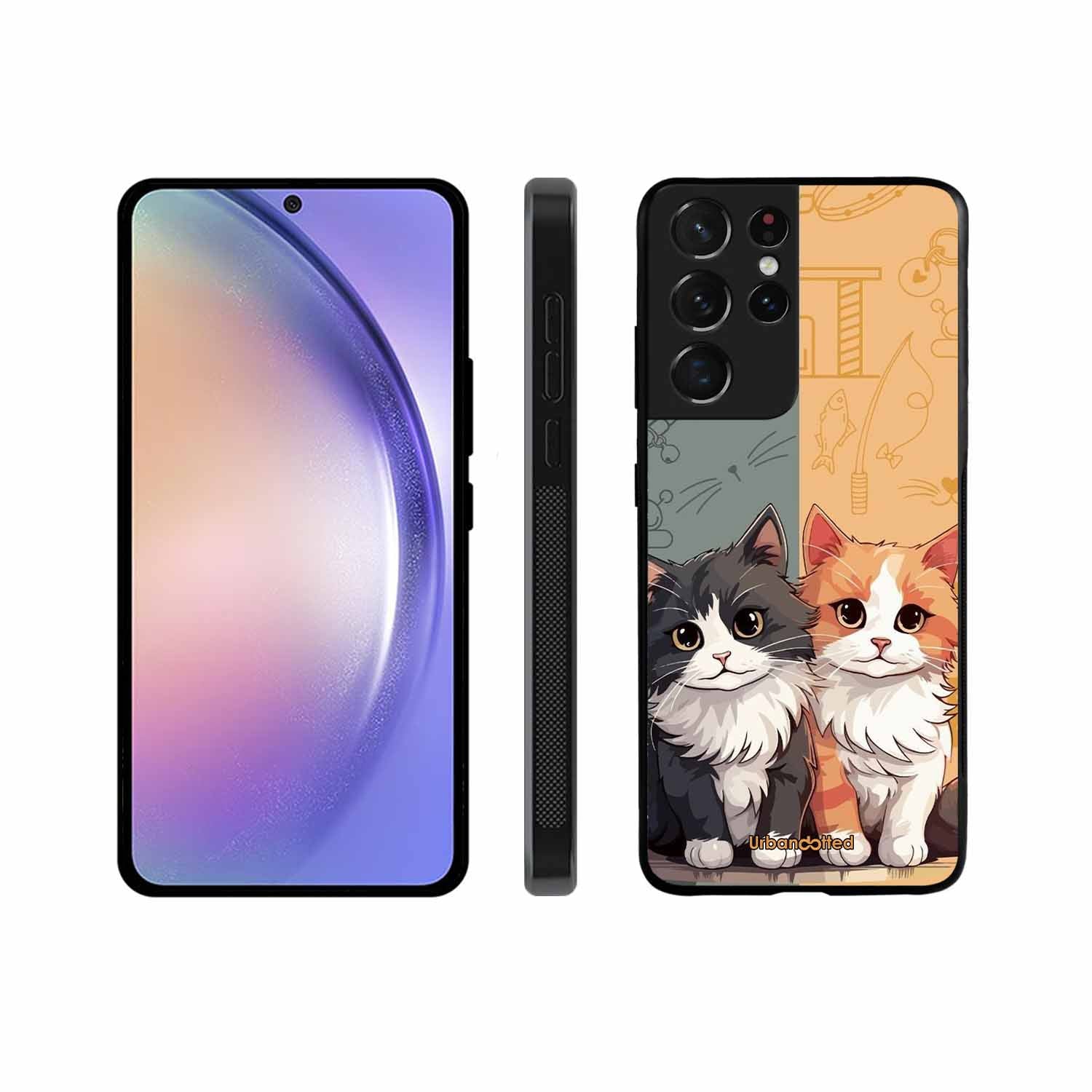 Yin and Yang Cats Glass Case For Samsung S21 Ultra 5G