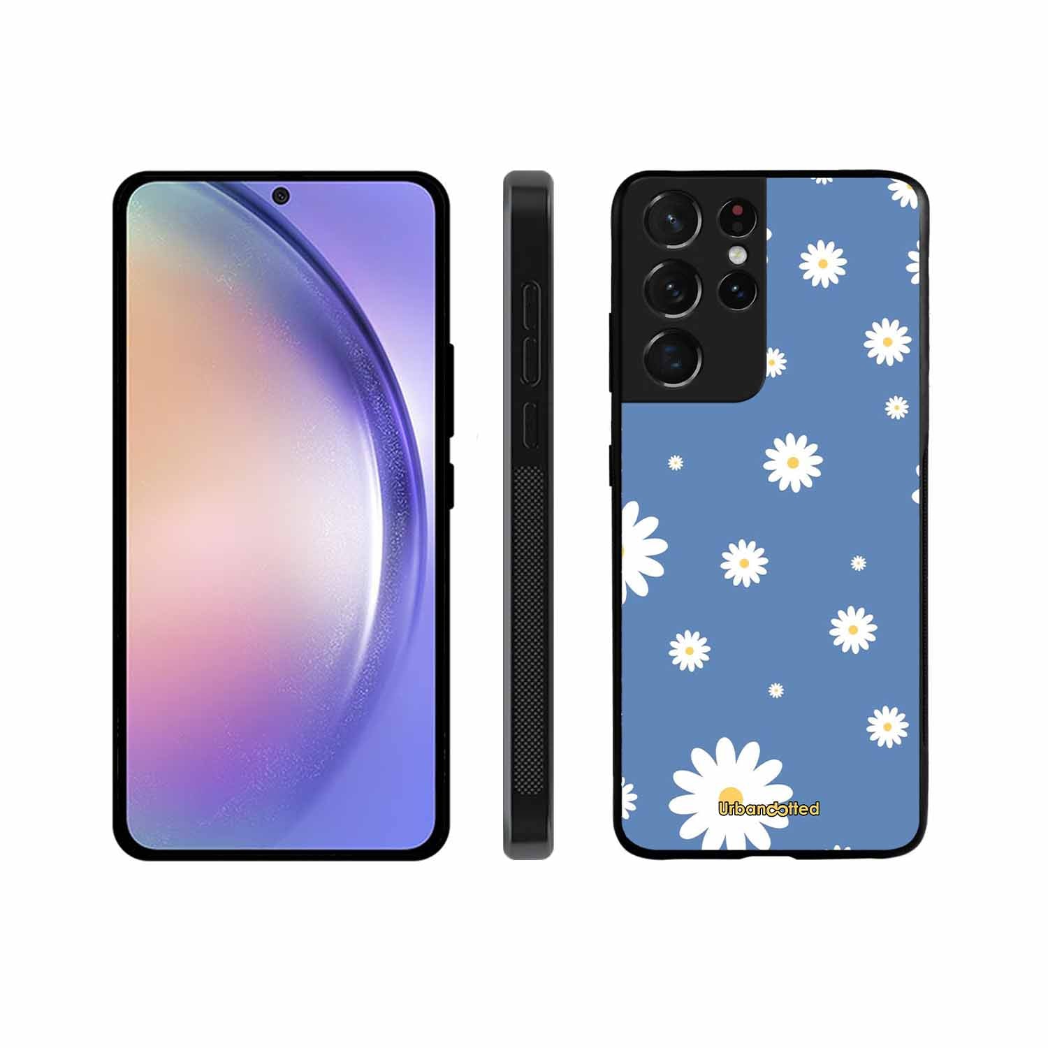 Blue Daisy Meadow Glass Case For Samsung S21 Ultra 5G