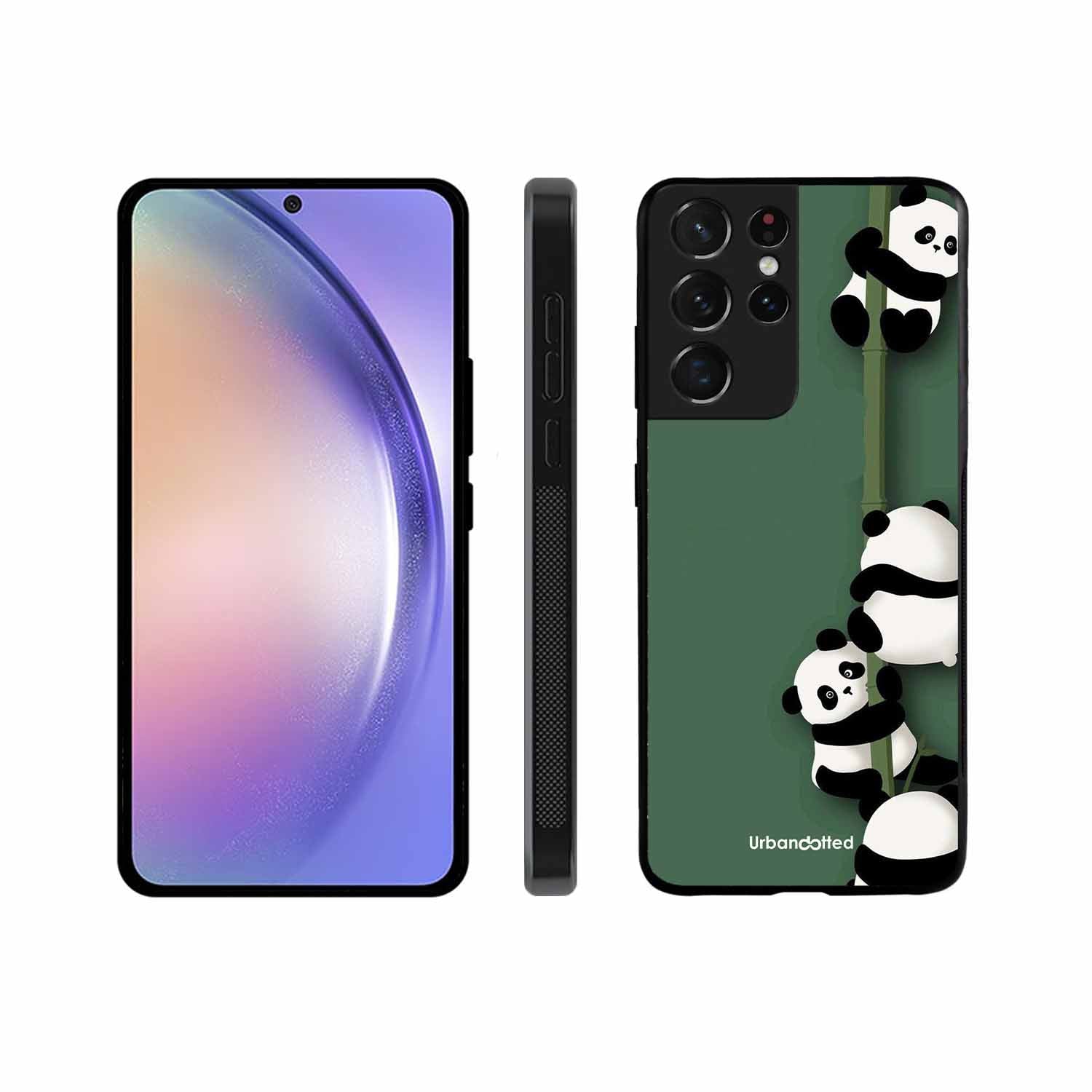 Climbing Pandas Glass Case For Samsung S21 Ultra 5G