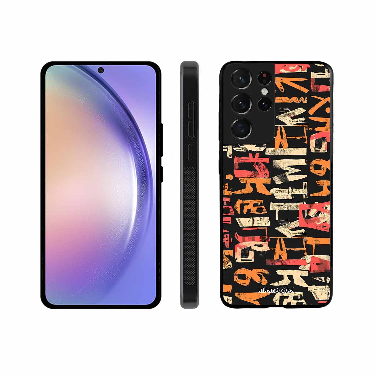 Mixed Typography Design Glass Case For Samsung S21 Ultra 5G