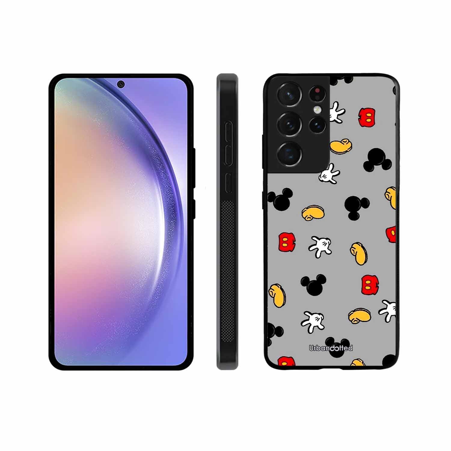 Whimsical Mouse Pattern Glass Case For Samsung S21 Ultra 5G