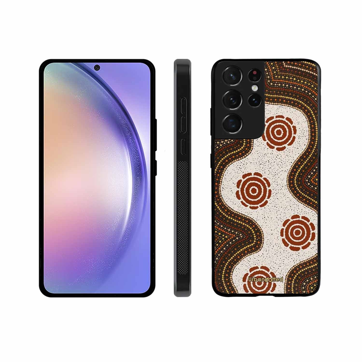 Aboriginal Dot Art Flow Glass Case For Samsung S21 Ultra 5G