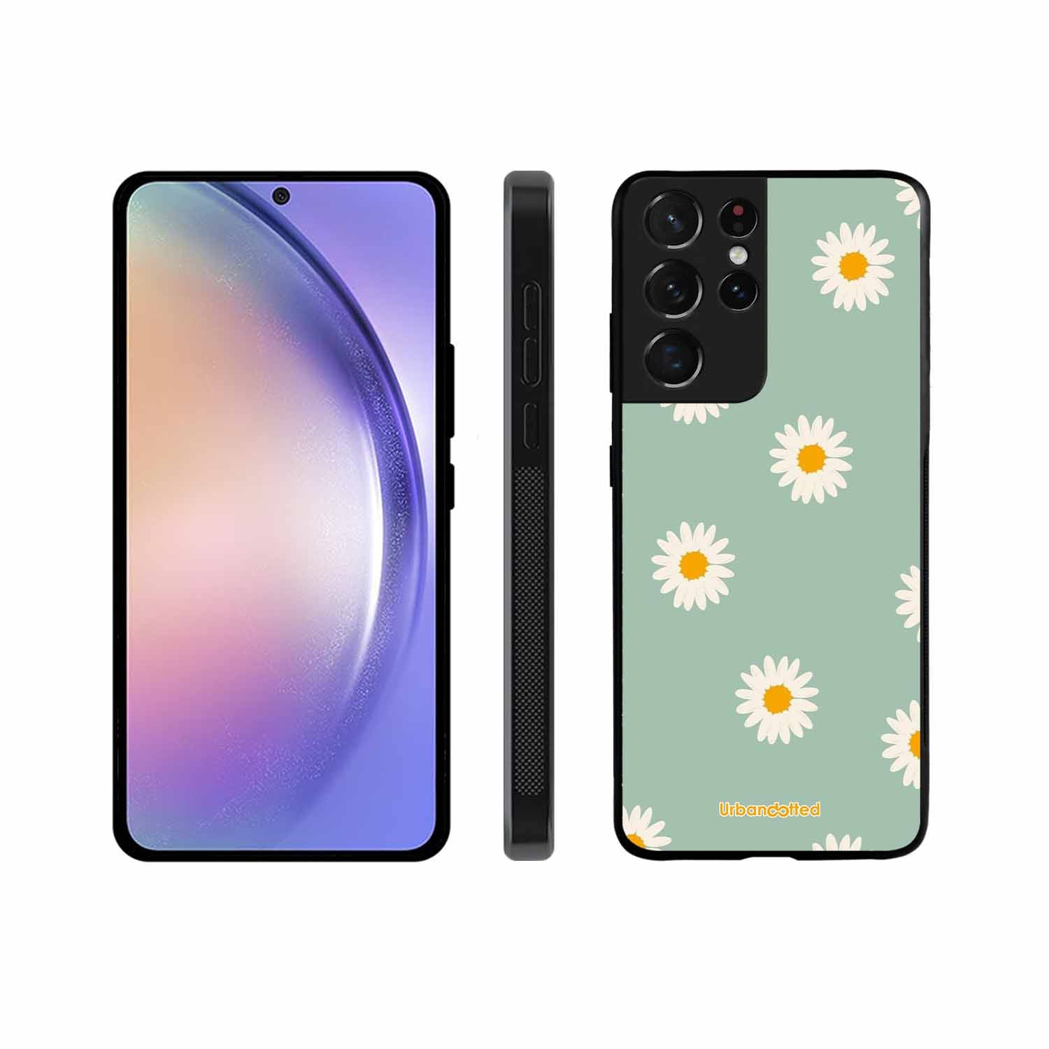 Scattered White Daisies Glass Case For Samsung S21 Ultra 5G