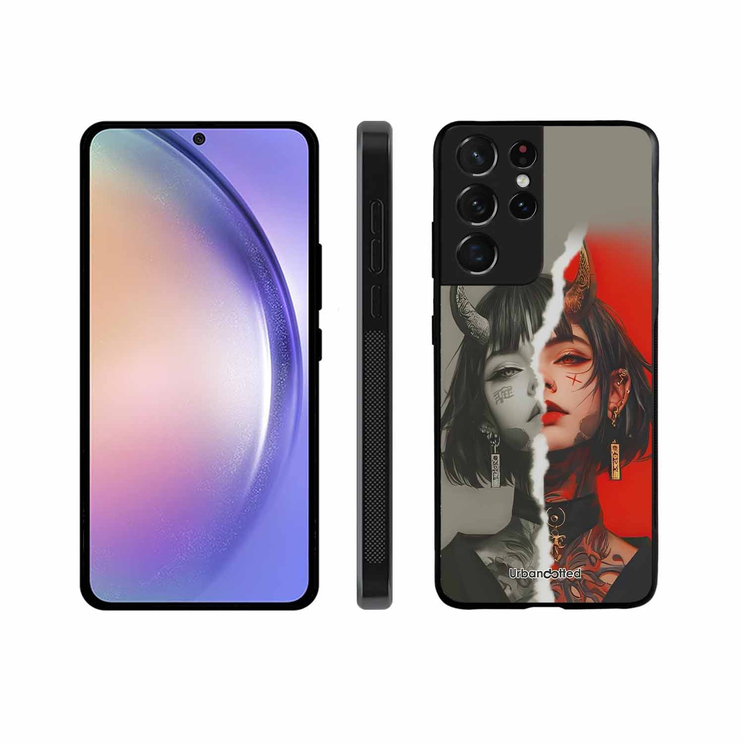 Yin Yang Demon Art Glass Case For Samsung S21 Ultra 5G