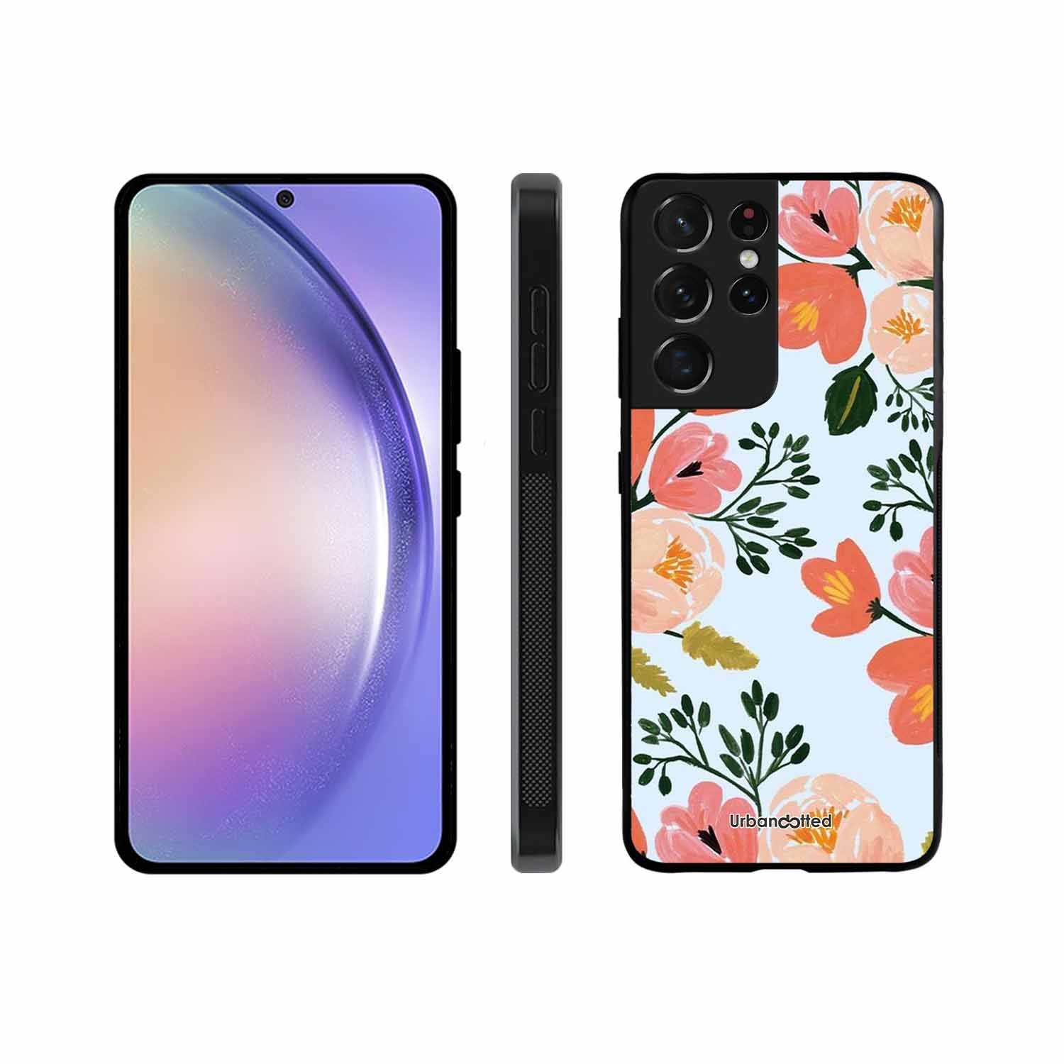 Painted Floral Bouque Glass Case For Samsung S21 Ultra 5G