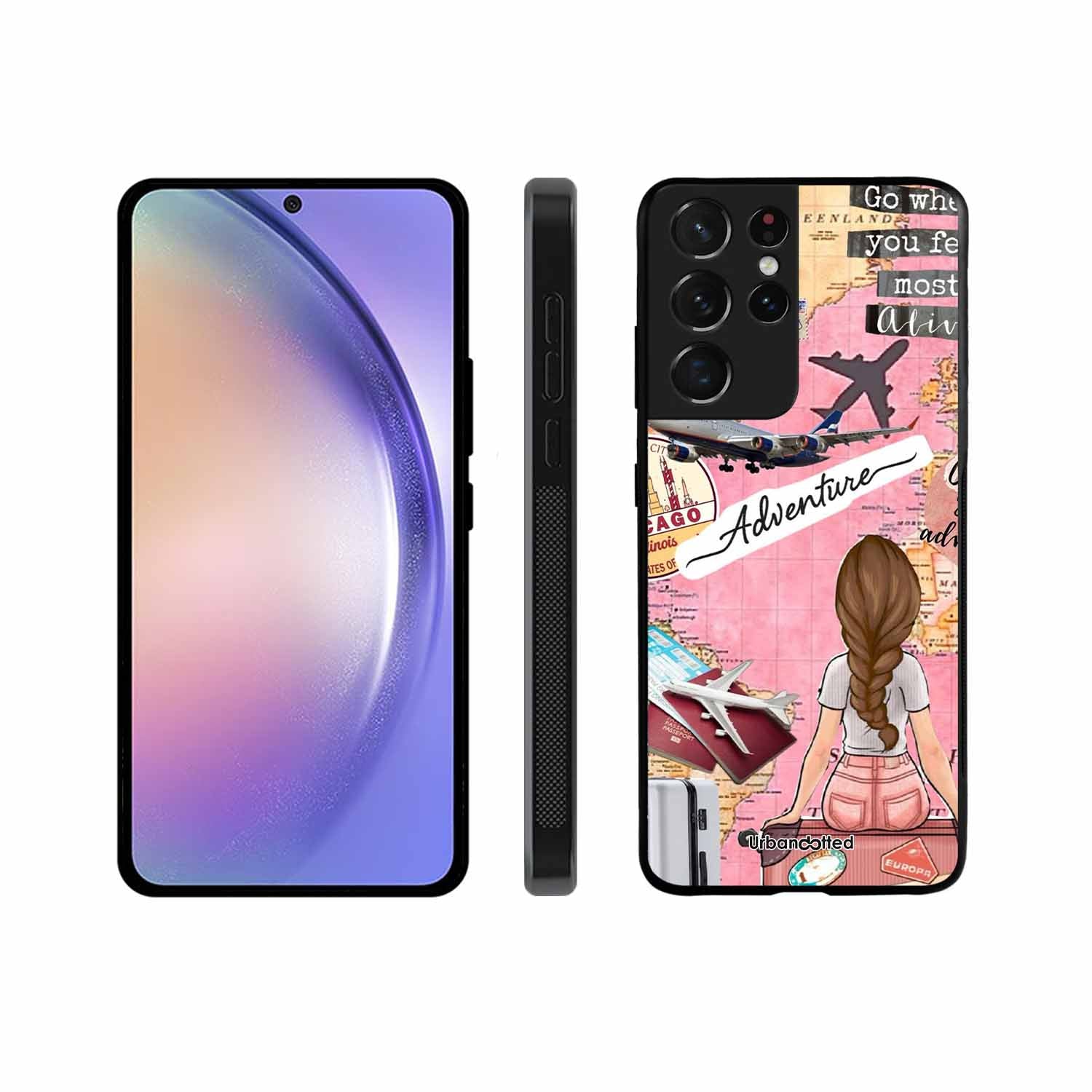 Travel Adventure Map Glass Case For Samsung S21 Ultra 5G