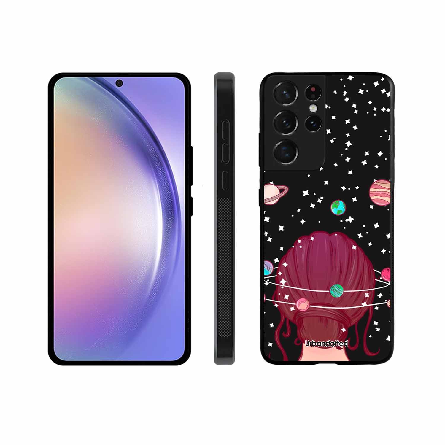Galactic Hair Space Girl Glass Case For Samsung S21 Ultra 5G