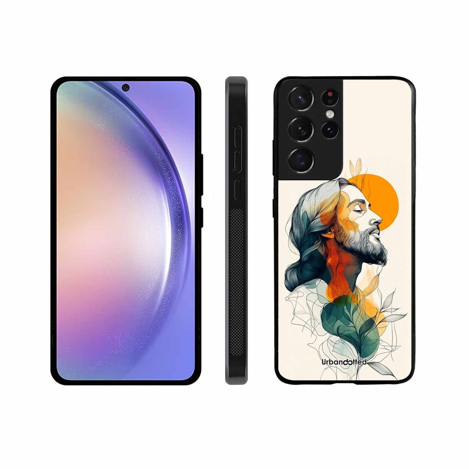 Jesus in Profile Prayer Glass Case For Samsung S21 Ultra 5G