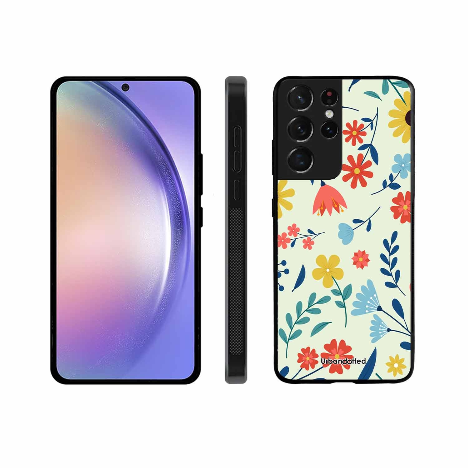 Colorful Wildflower Meadow Glass Case For Samsung S21 Ultra 5G