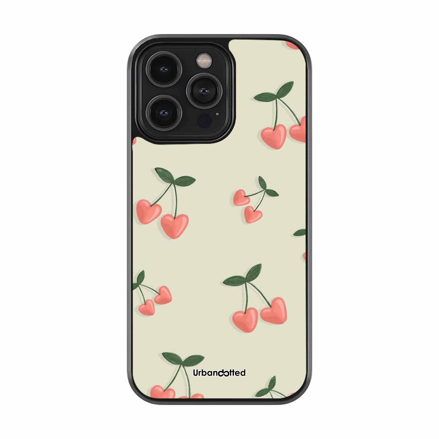 Love Cherries Pattern Glass Case