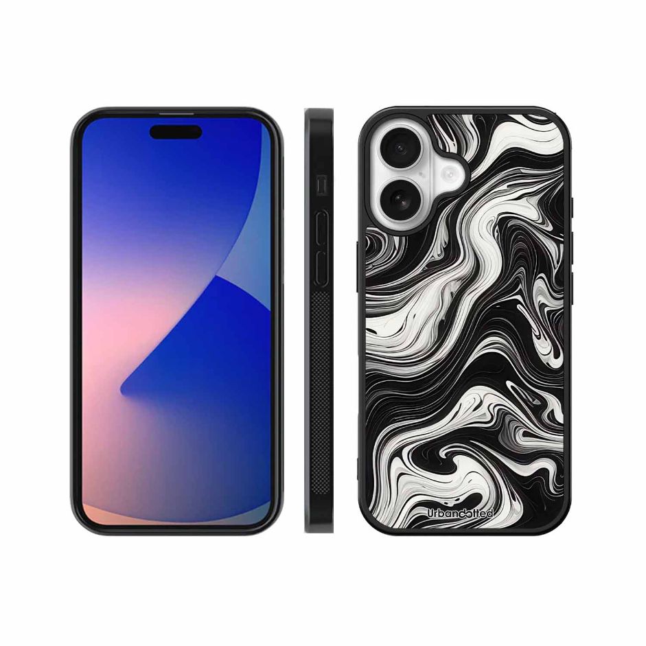 Monochrome Marble Glass Case For iPhone 17