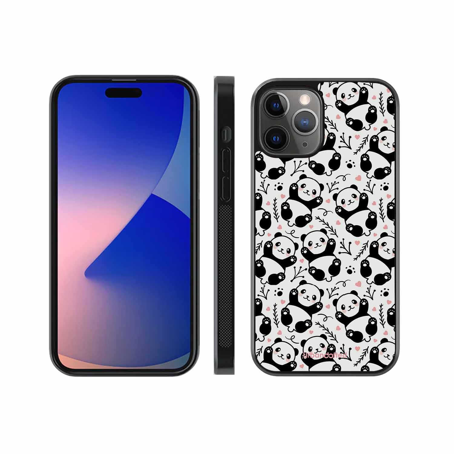 Cute Doodle Panda Glass Case For iPhone 11 Pro Max