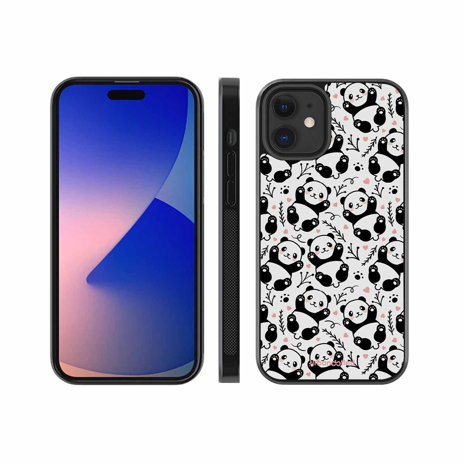 Cute Doodle Panda Glass Case For iPhone 12 Mini