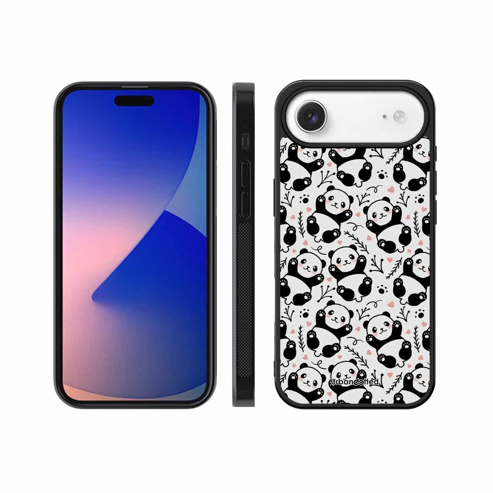 Cute Doodle Panda Glass Case For iPhone Air