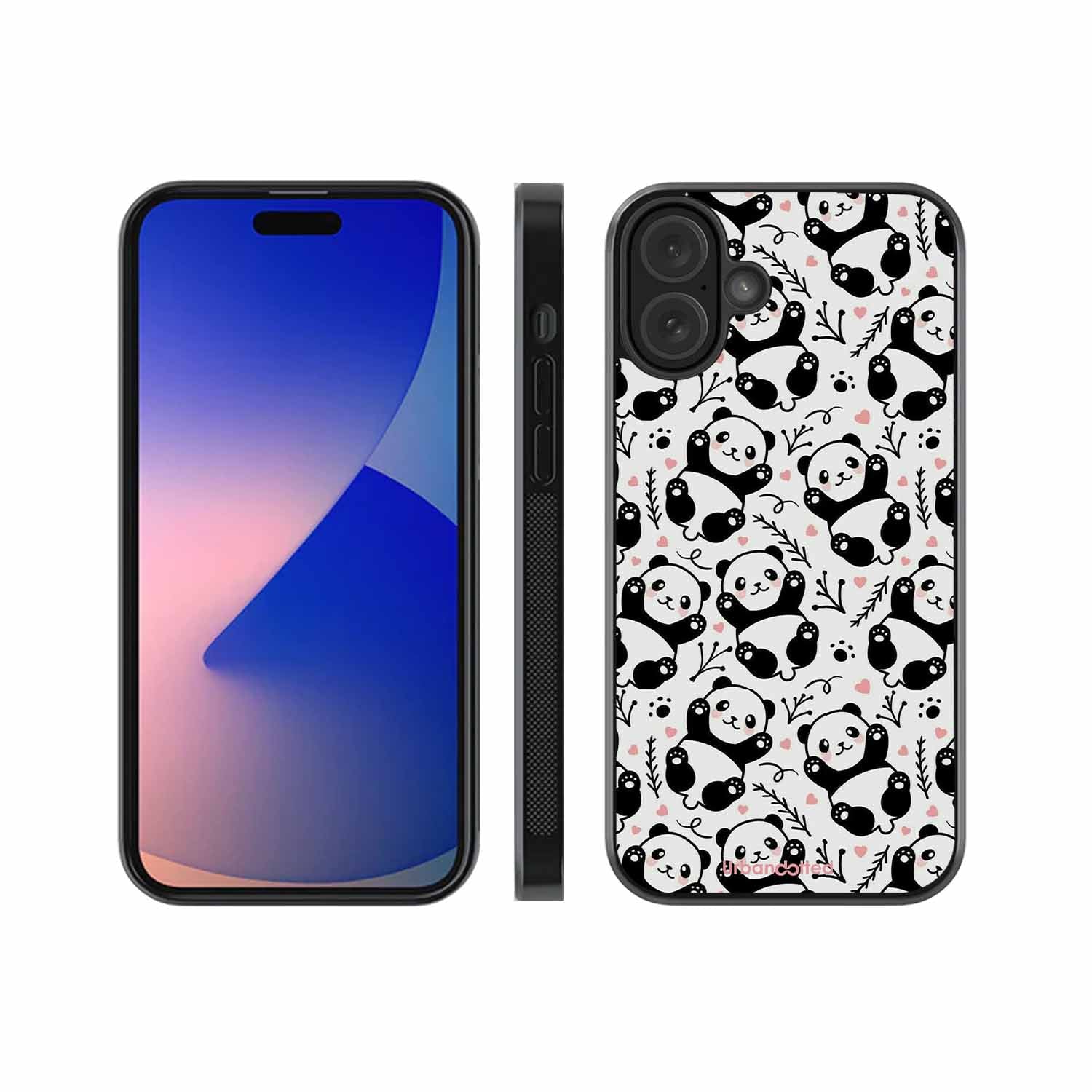 Cute Doodle Panda Glass Case For iPhone 16