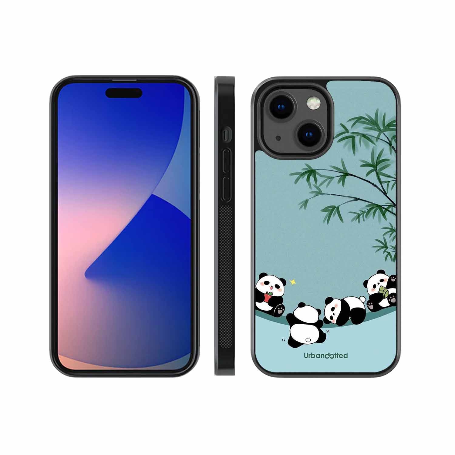 Cute Resting Pandas Glass Case For iPhone 13 Mini