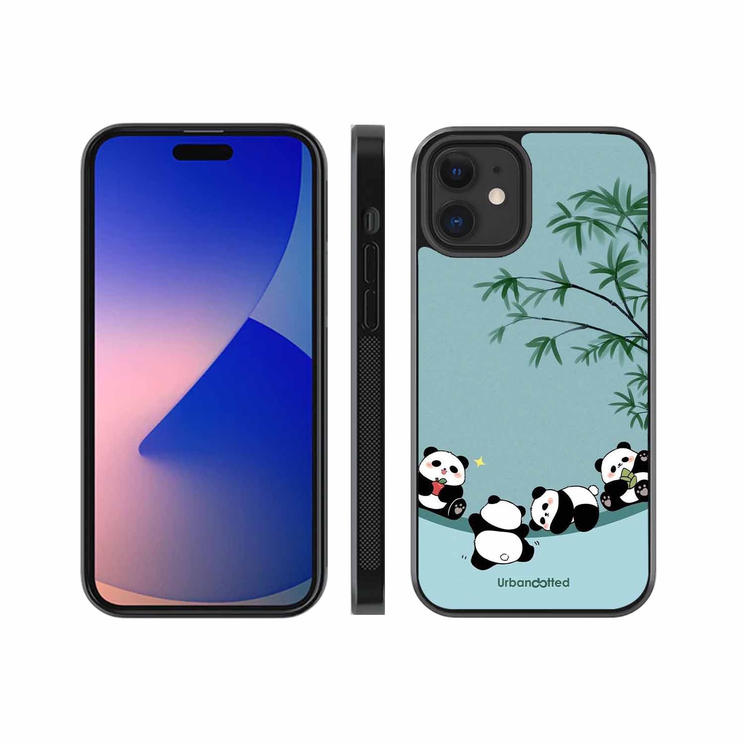 Cute Resting Pandas Glass Case For iPhone 12 Mini