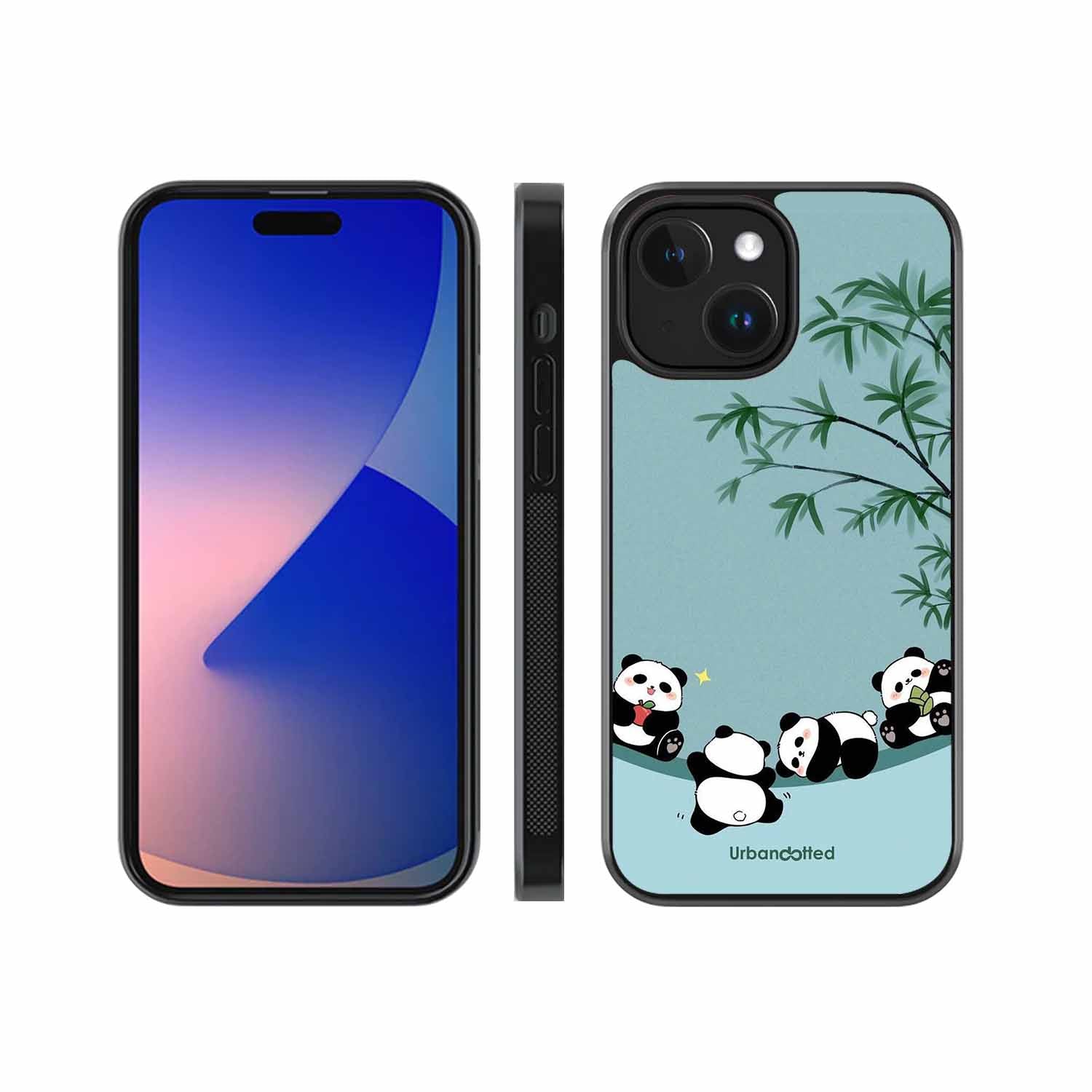 Cute Resting Pandas Glass Case For iPhone 14 Plus