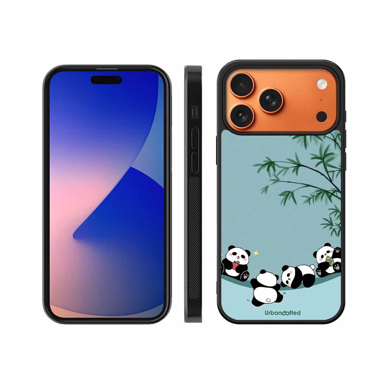 Cute Resting Pandas Glass Case For iPhone 17 Pro Max