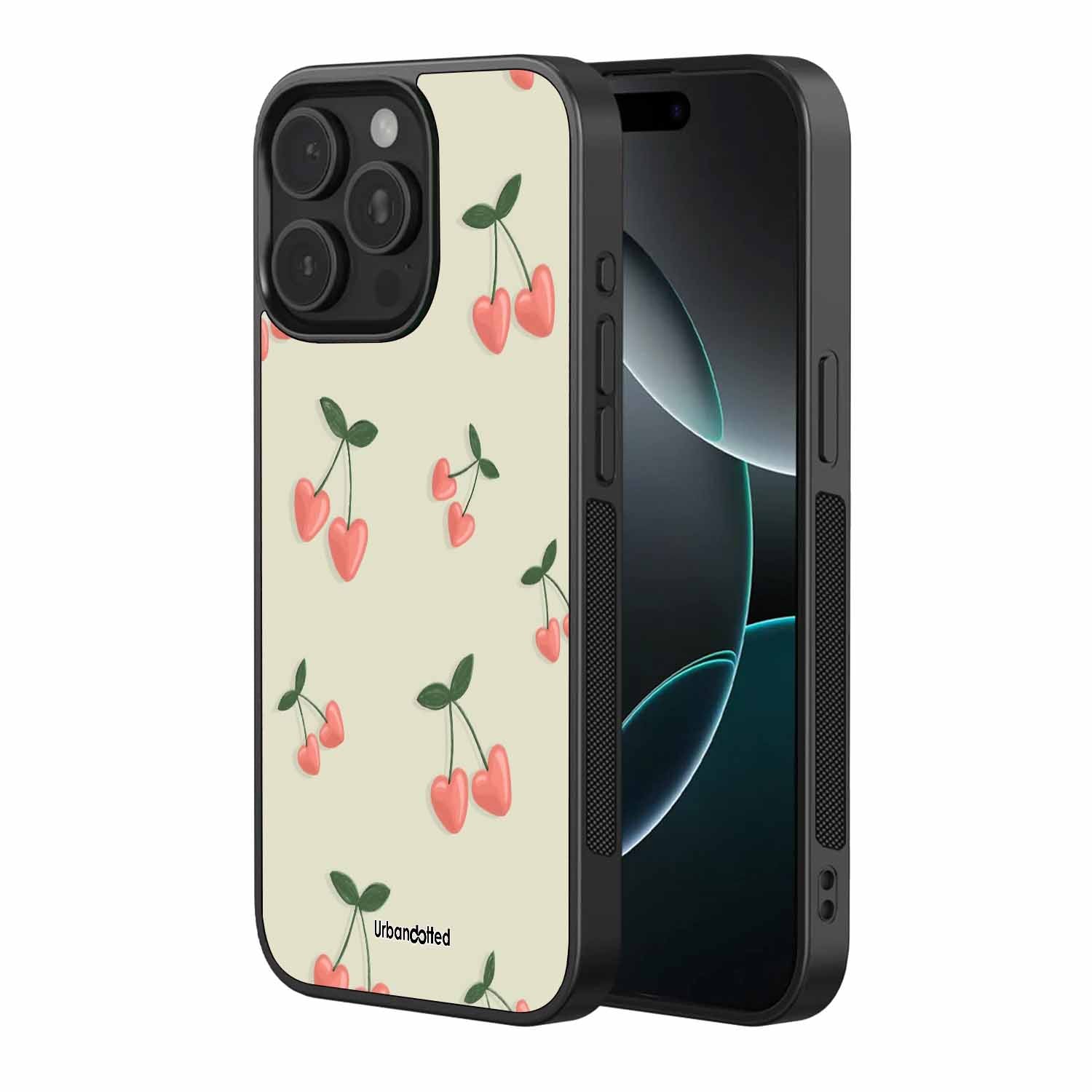 Love Cherries Pattern Glass Case
