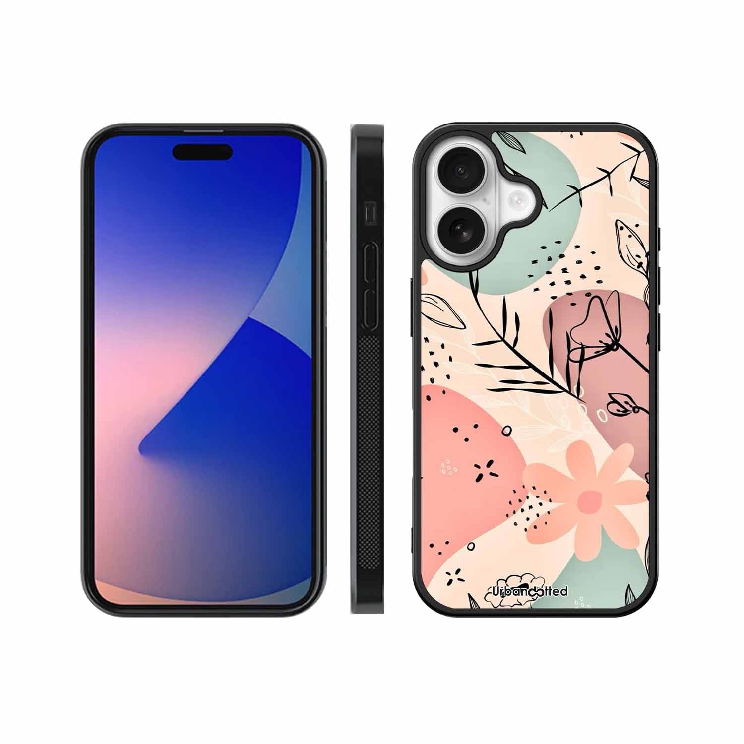 Abstract Floral Glass Case For iPhone 17