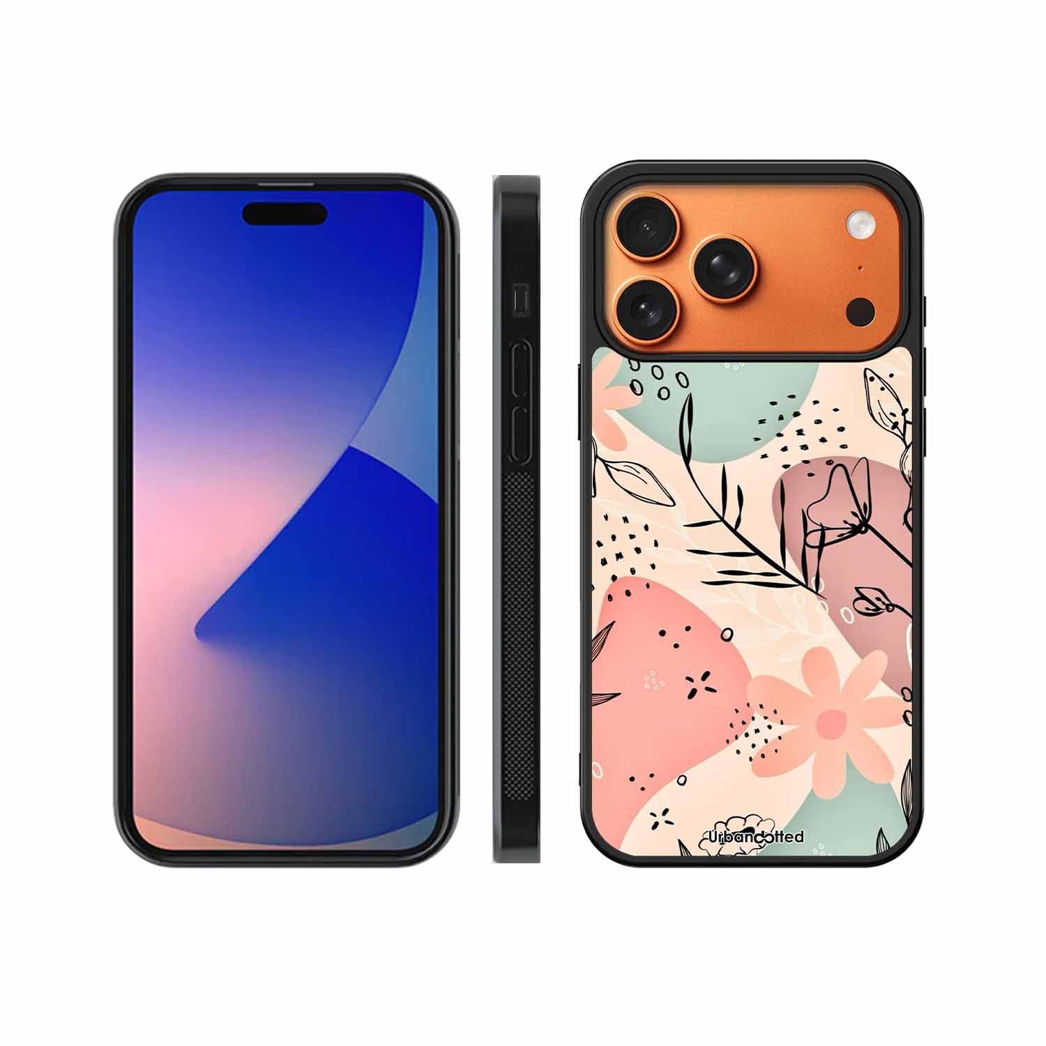 Abstract Floral Glass Case For iPhone 17 Pro Max
