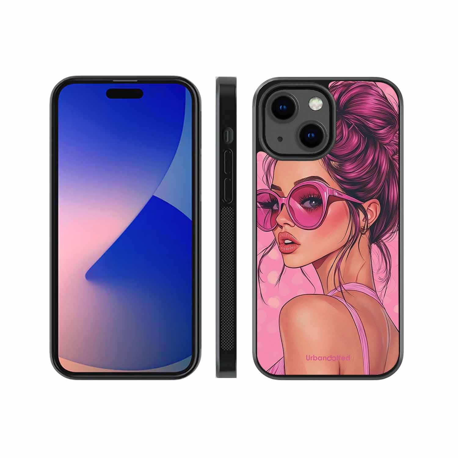 Retro Sunglasses Girl Glass Case For iPhone 13 Mini