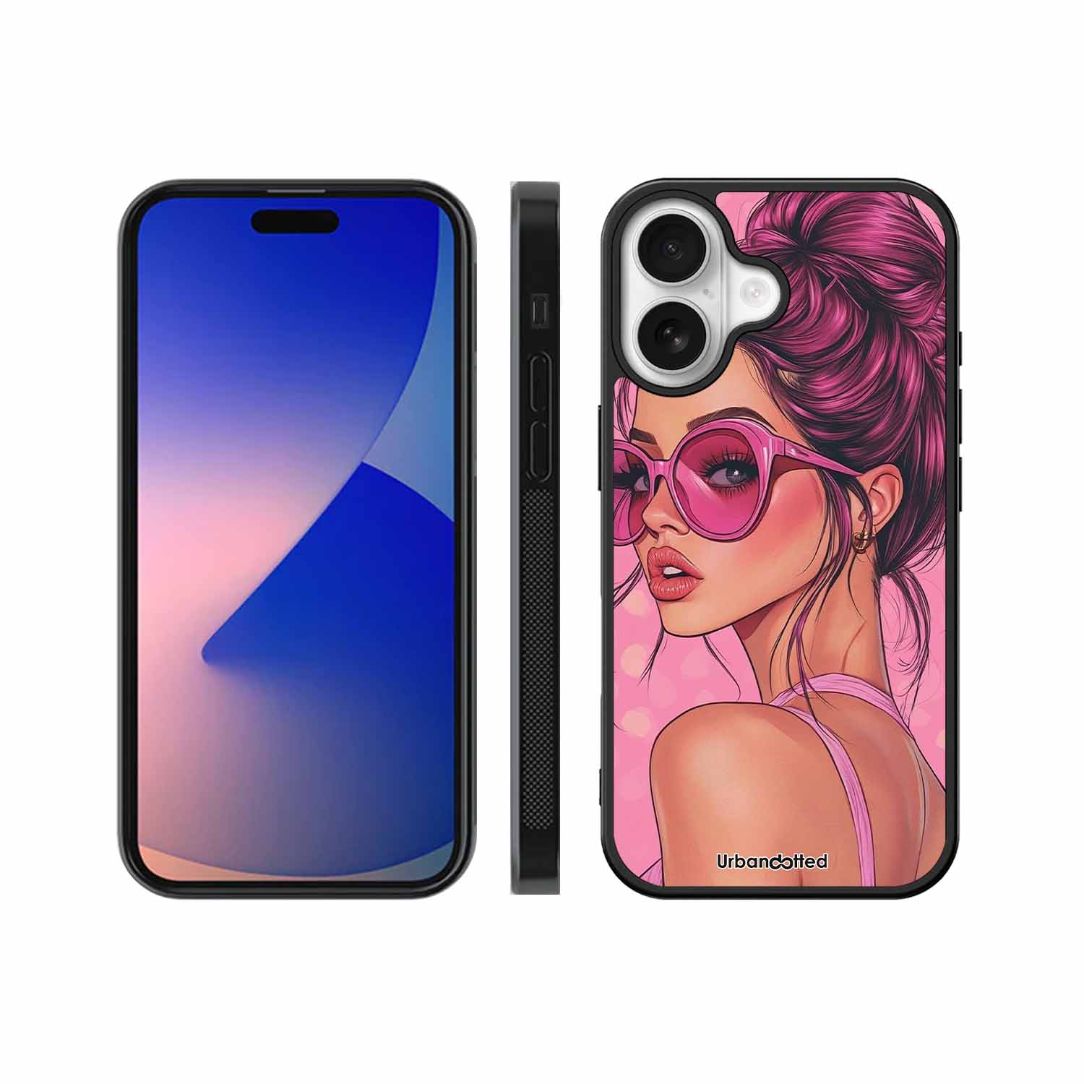 Retro Sunglasses Girl Glass Case For iPhone 17