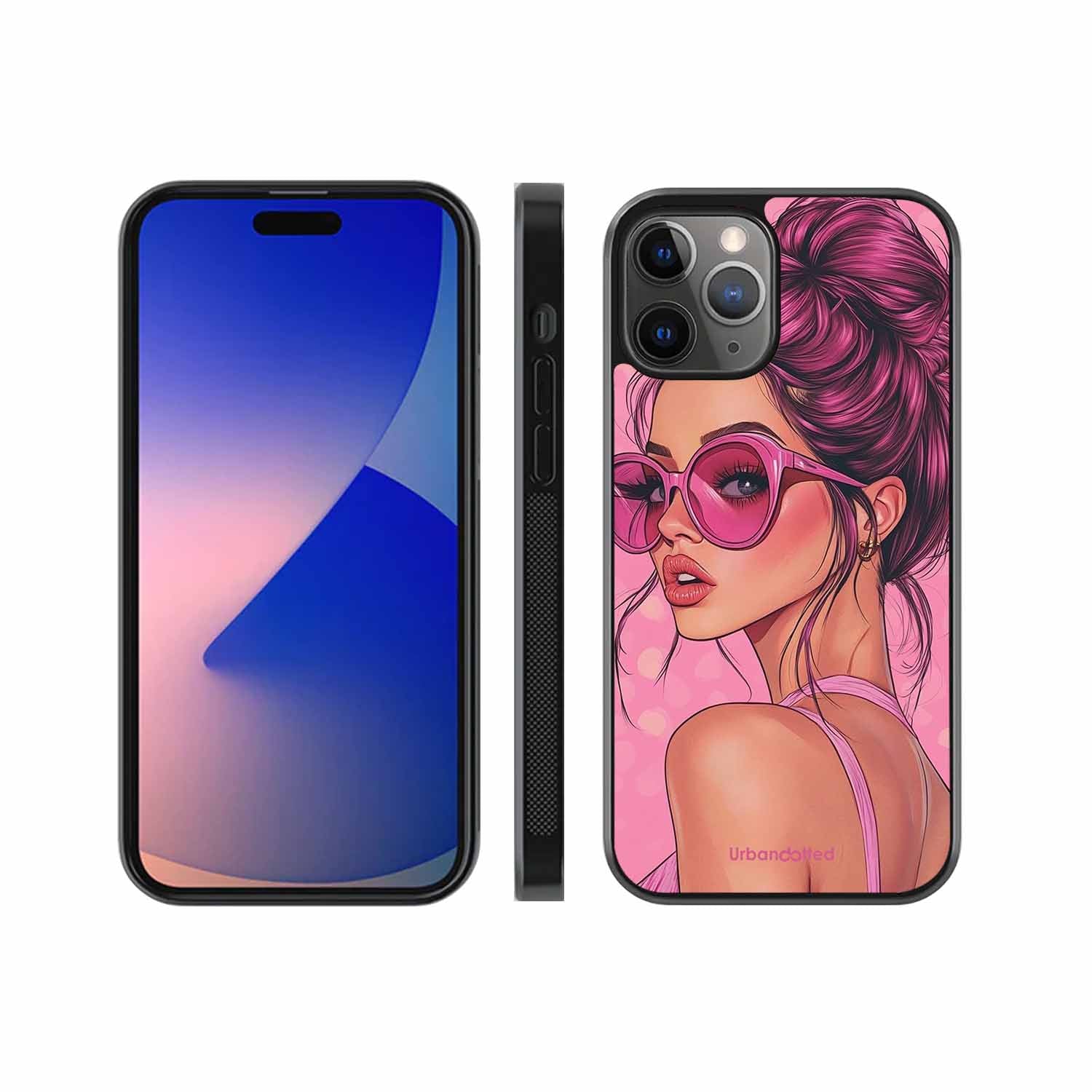 Retro Sunglasses Girl Glass Case For iPhone 11 Pro