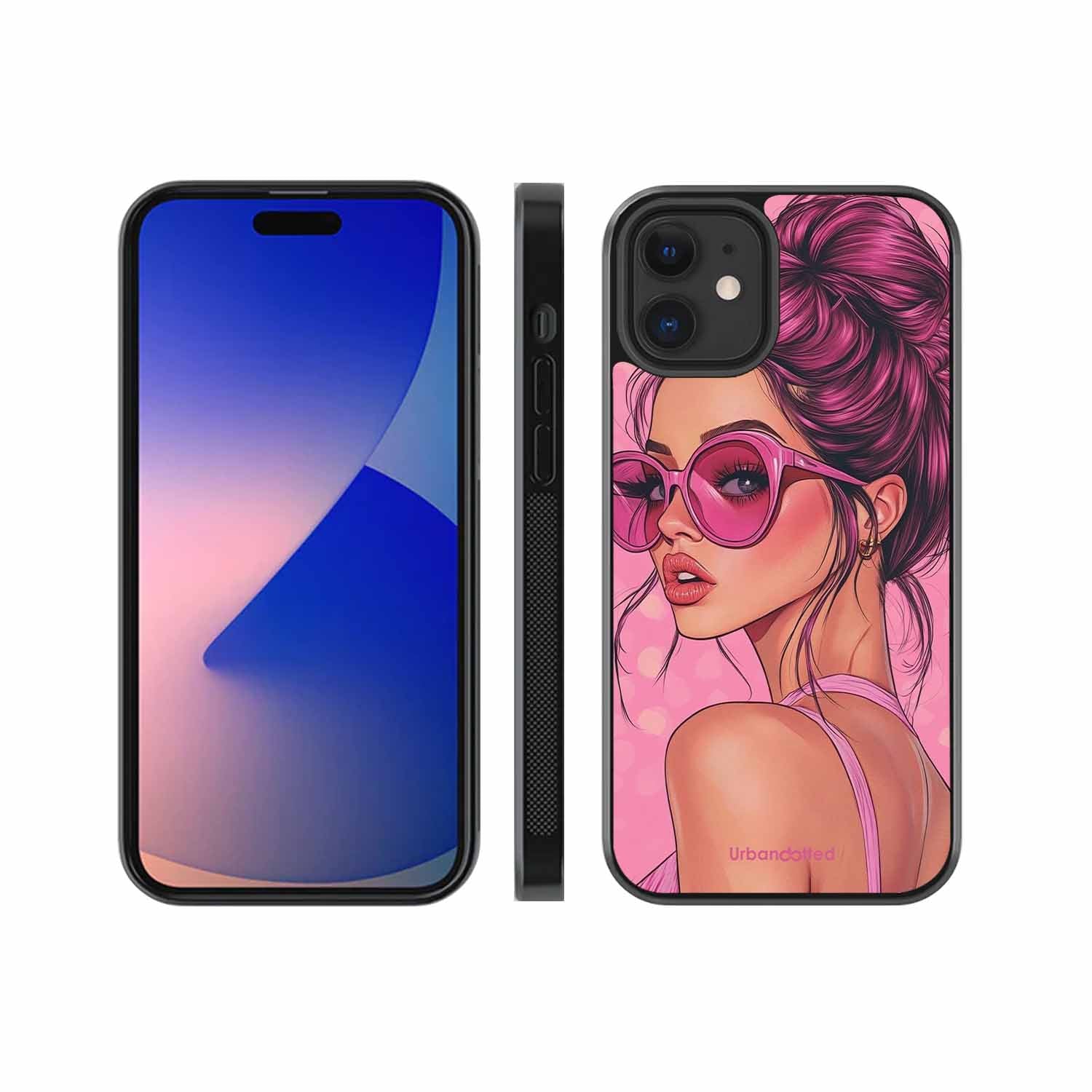 Retro Sunglasses Girl Glass Case For iPhone 12 Mini