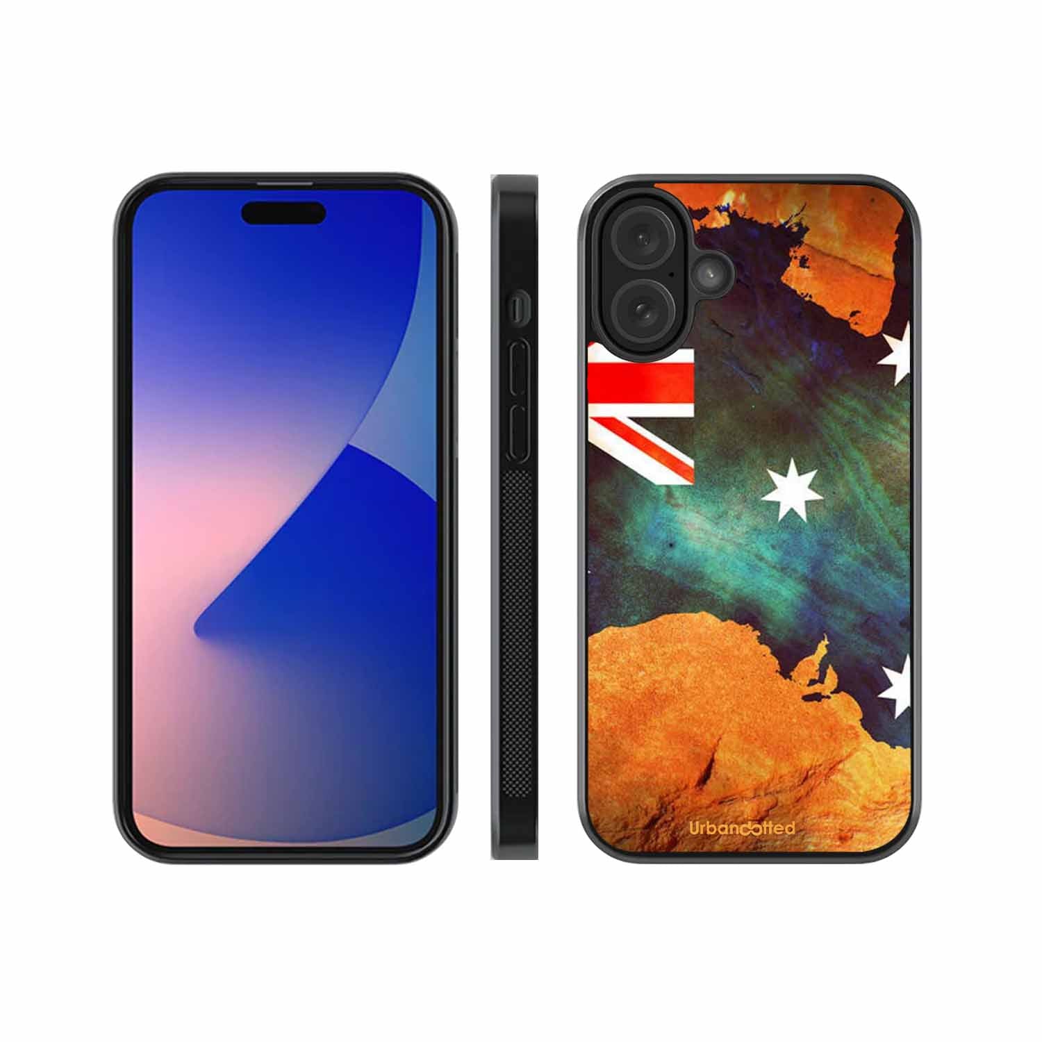 Australian Flag Map Glass Case For iPhone 16 Plus