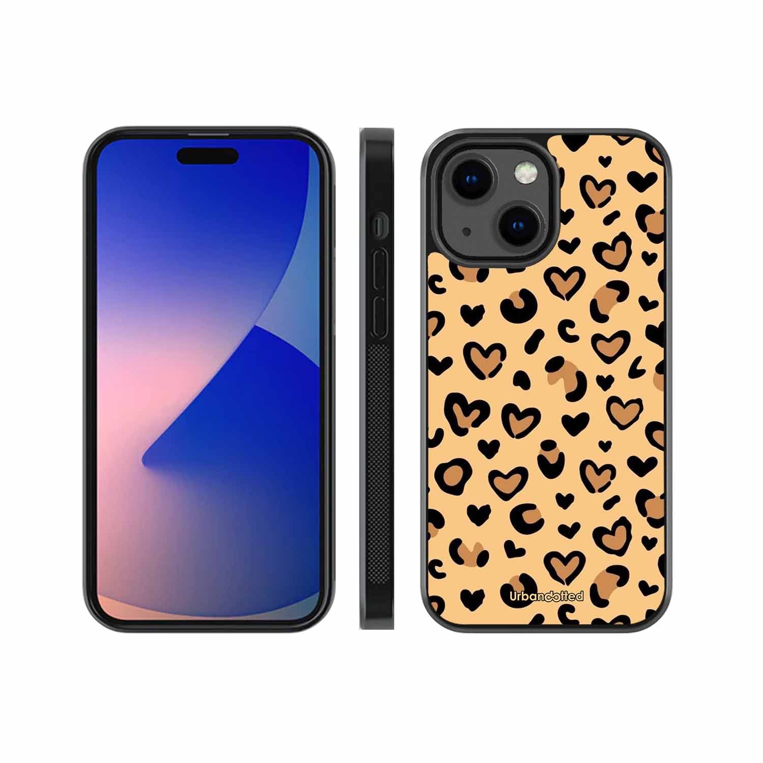 Native Animal Print Hearts Glass Case For iPhone 13 Mini