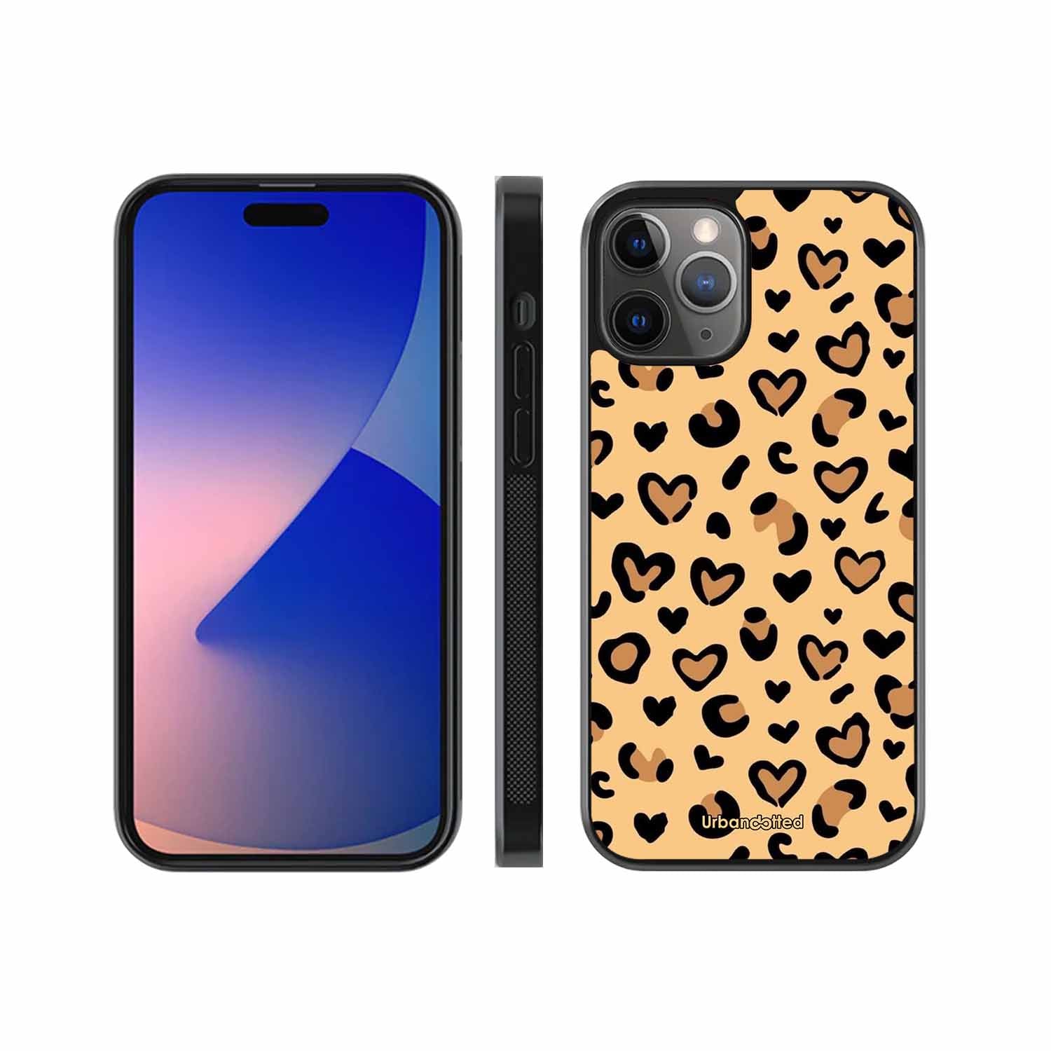Native Animal Print Hearts Glass Case For iPhone 11 Pro Max