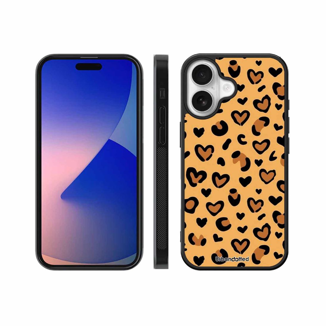 Native Animal Print Hearts Glass Case For iPhone 17