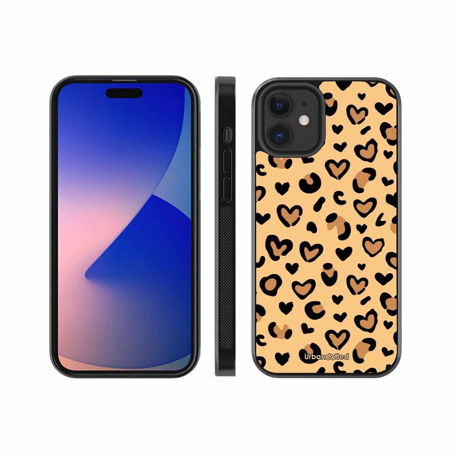 Native Animal Print Hearts Glass Case For iPhone 12 Mini