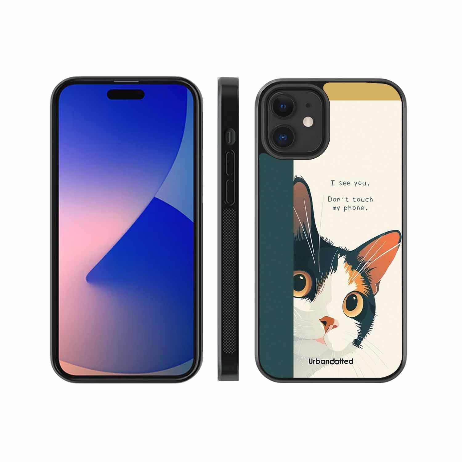 No Touch My Phone Cat Glass Case For iPhone 12 Mini