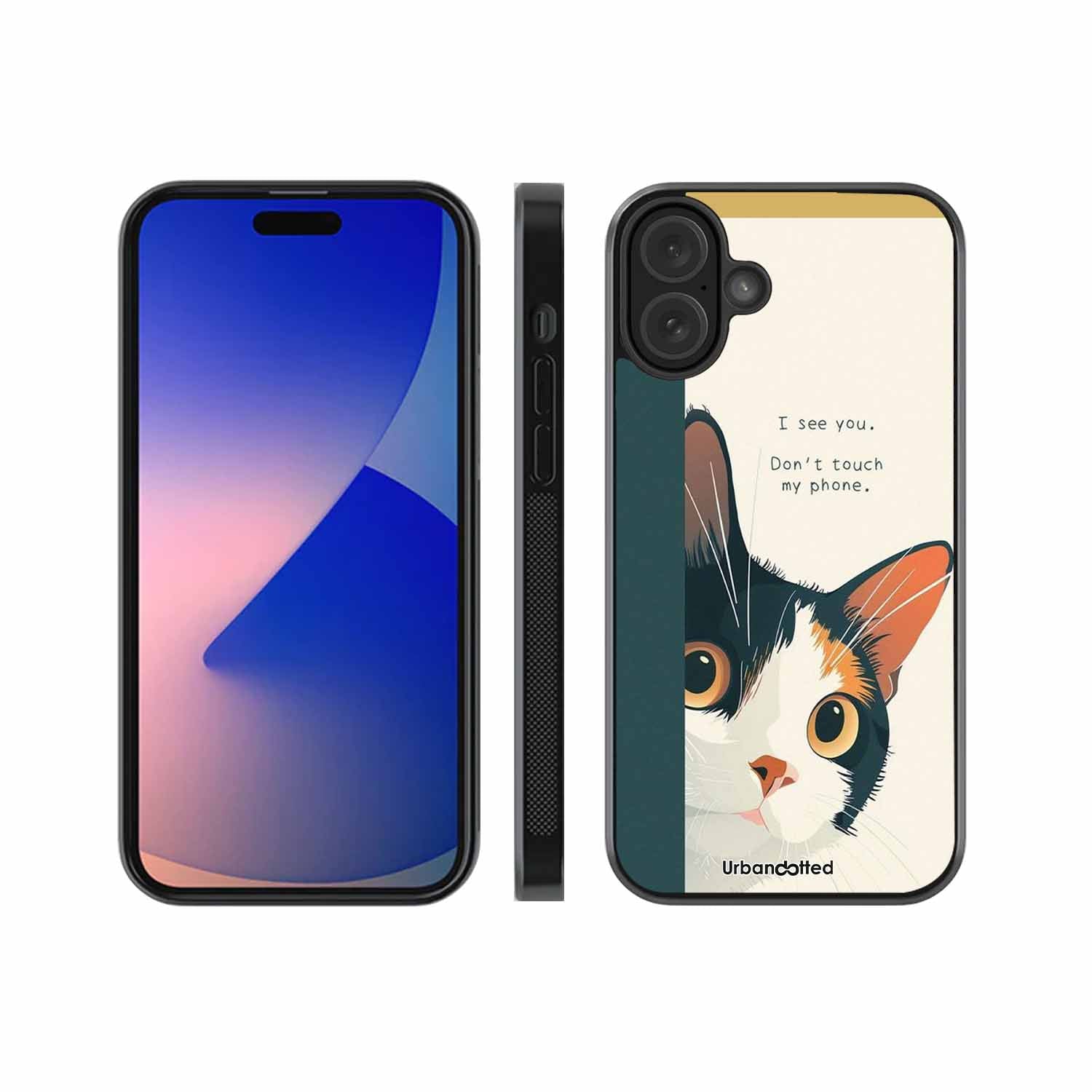 No Touch My Phone Cat Glass Case For iPhone 16 Plus