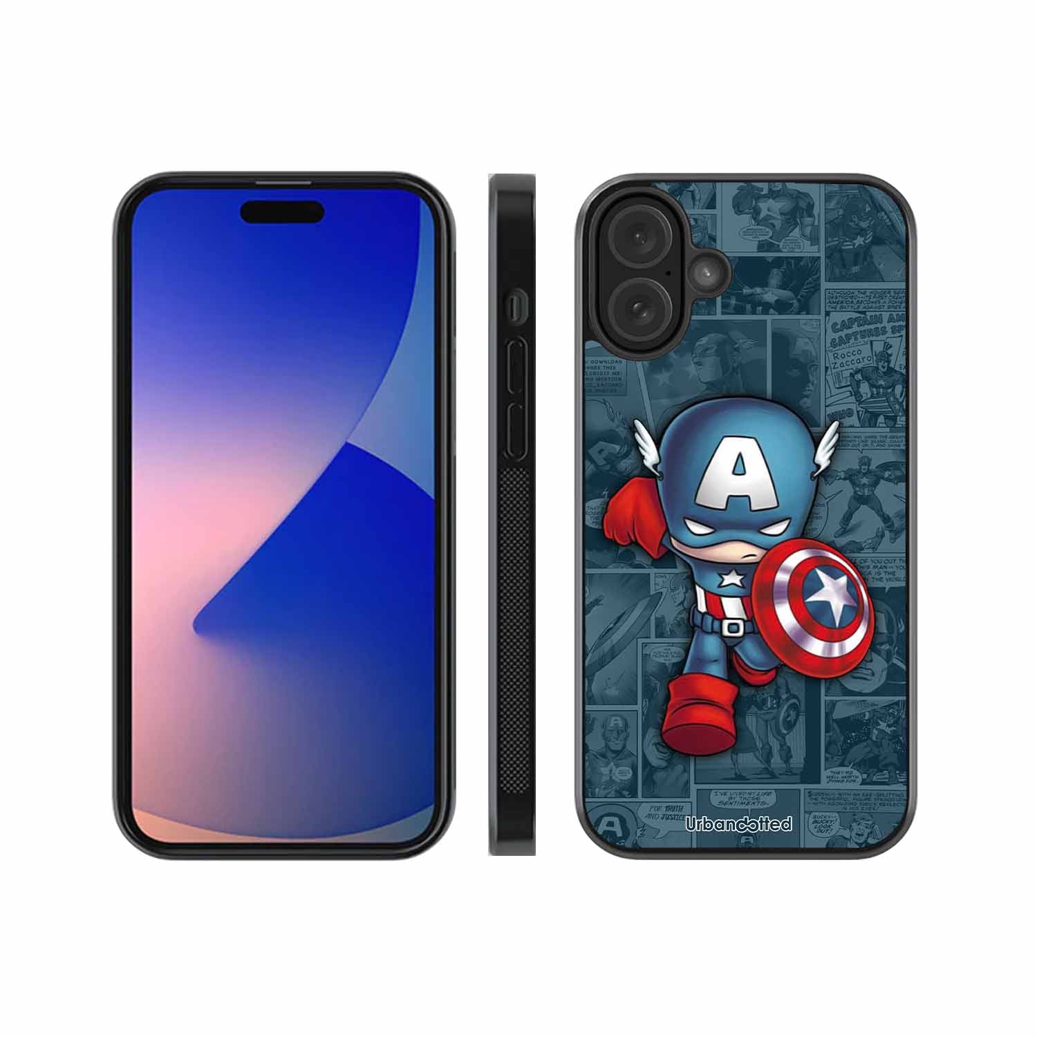 Captain America Glass Case For iPhone 16 Plus