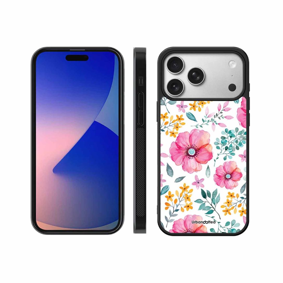 True Blue Wildflower Glass Case For iPhone 17 Pro